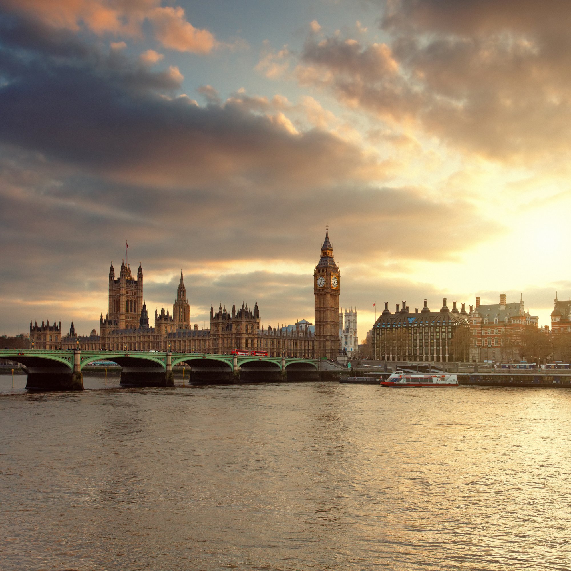 Big Ben and the Parliament in London at sunset