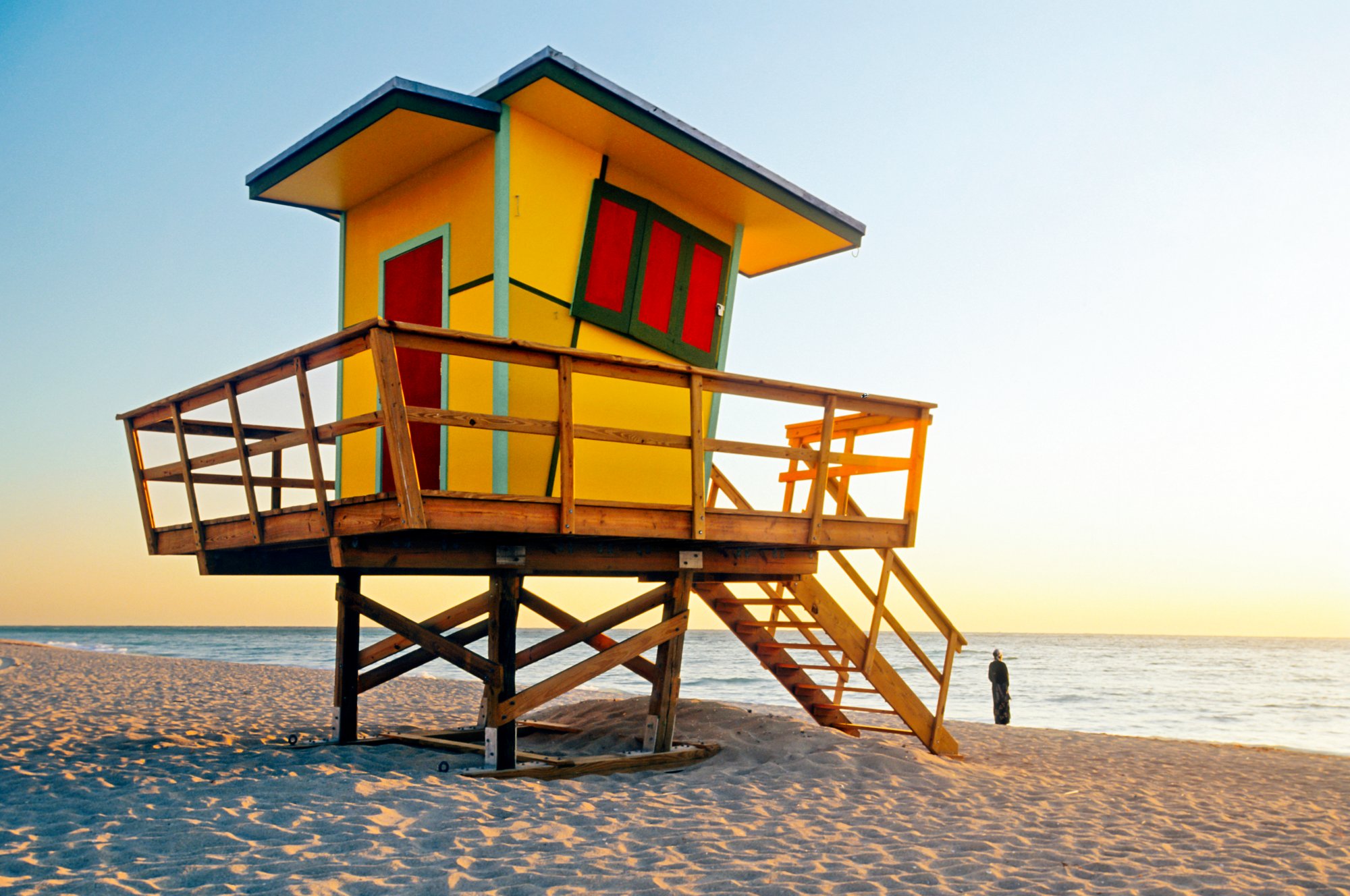 Lifeguard hut in art deco style, South Beach, Miami Beach, Miami, Florida, United States of America, North America