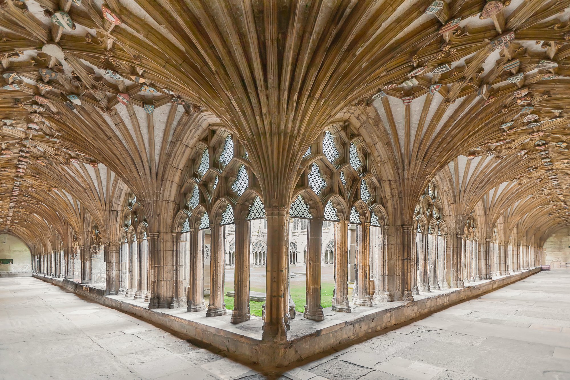 Ornate Ceiling And Pillars Around Canterbury Cathedral; Canterbury, Kent, England