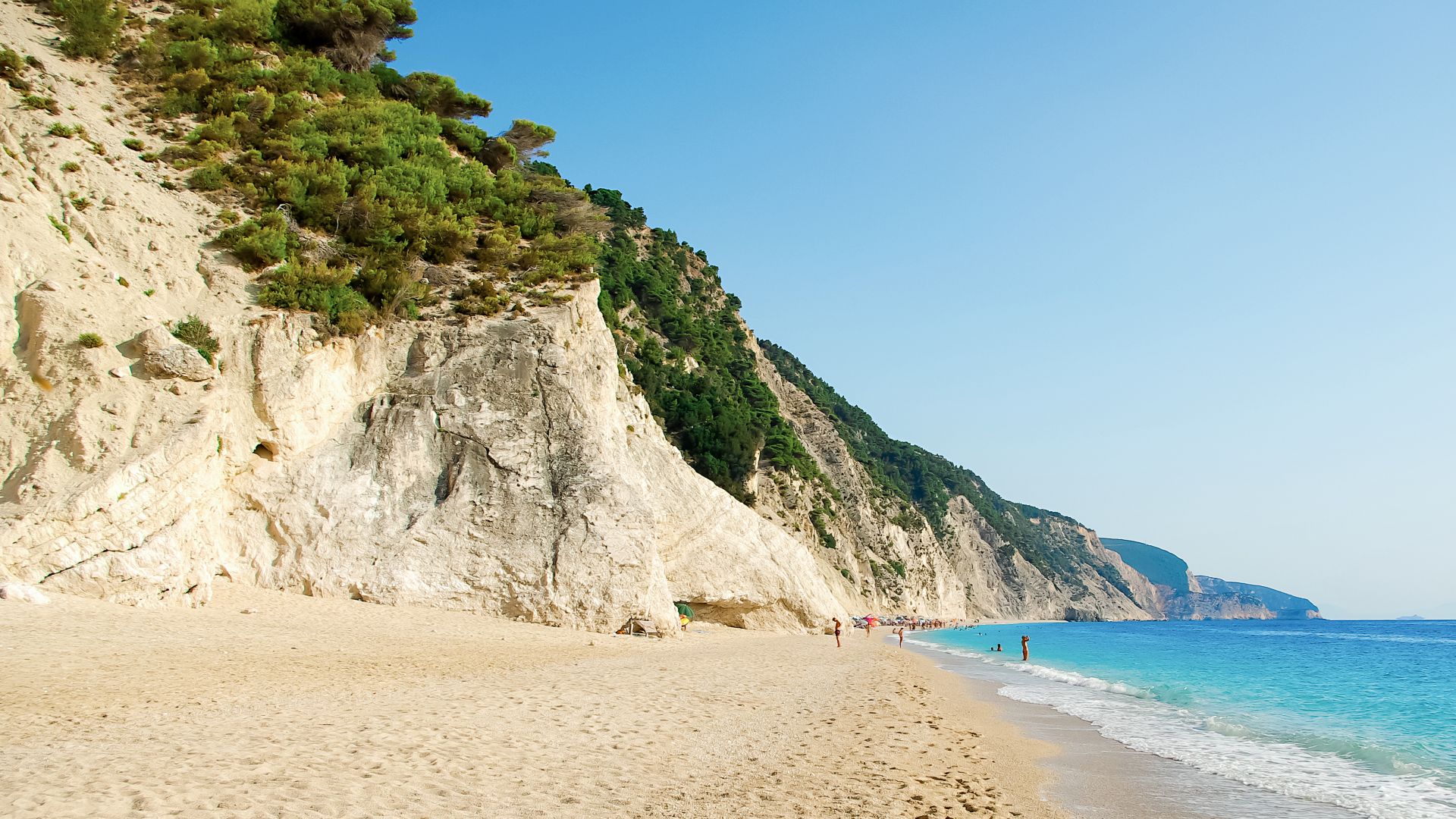 Beautiful summer at Egremni Beach in Lefkada Island, Ionian Sea, Greece