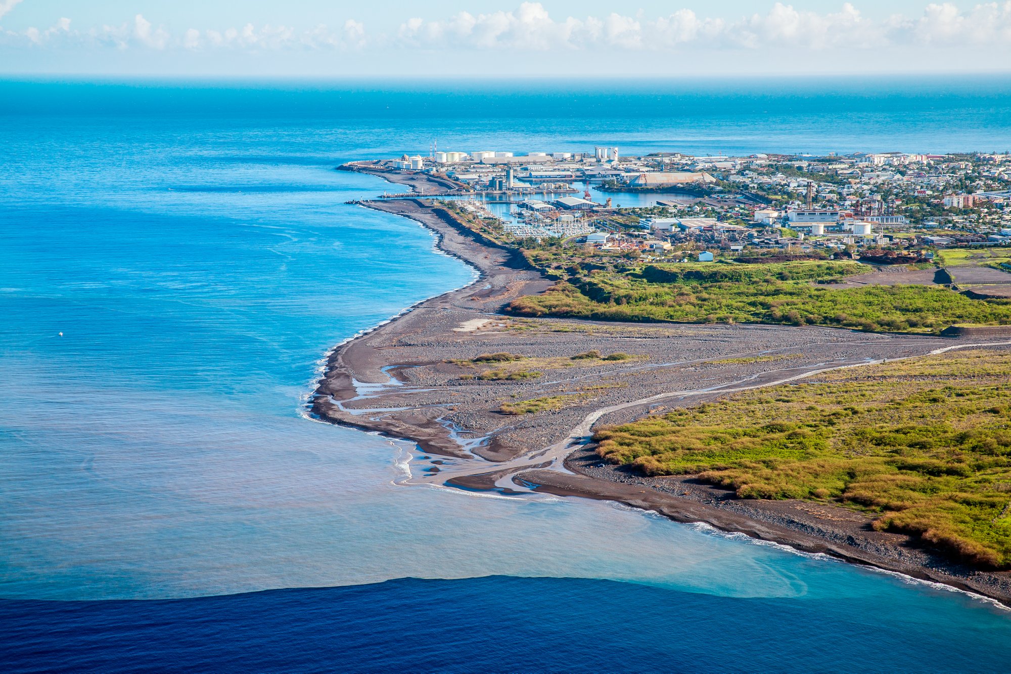 River carrying sediment into the sea, La Réunion