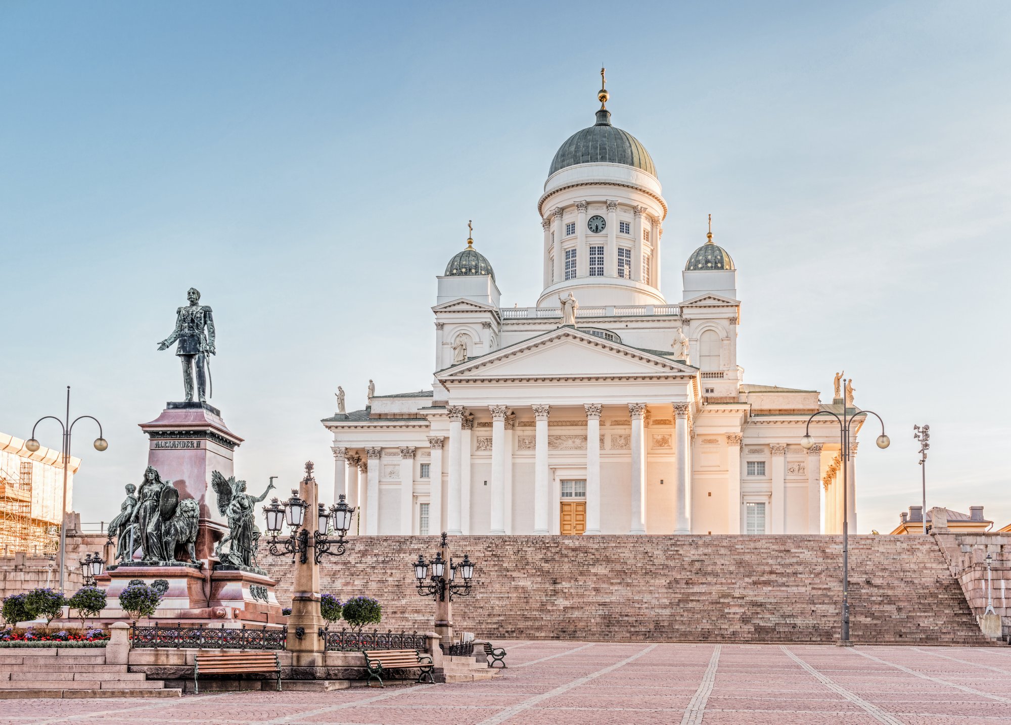 Helsinki Cathedral on early morning sun light