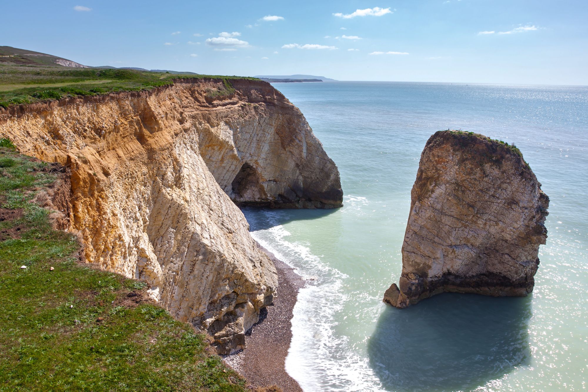 Dramatic chalk cliffs at Freshwater Bay on the Isle Of Wight England UK Europe