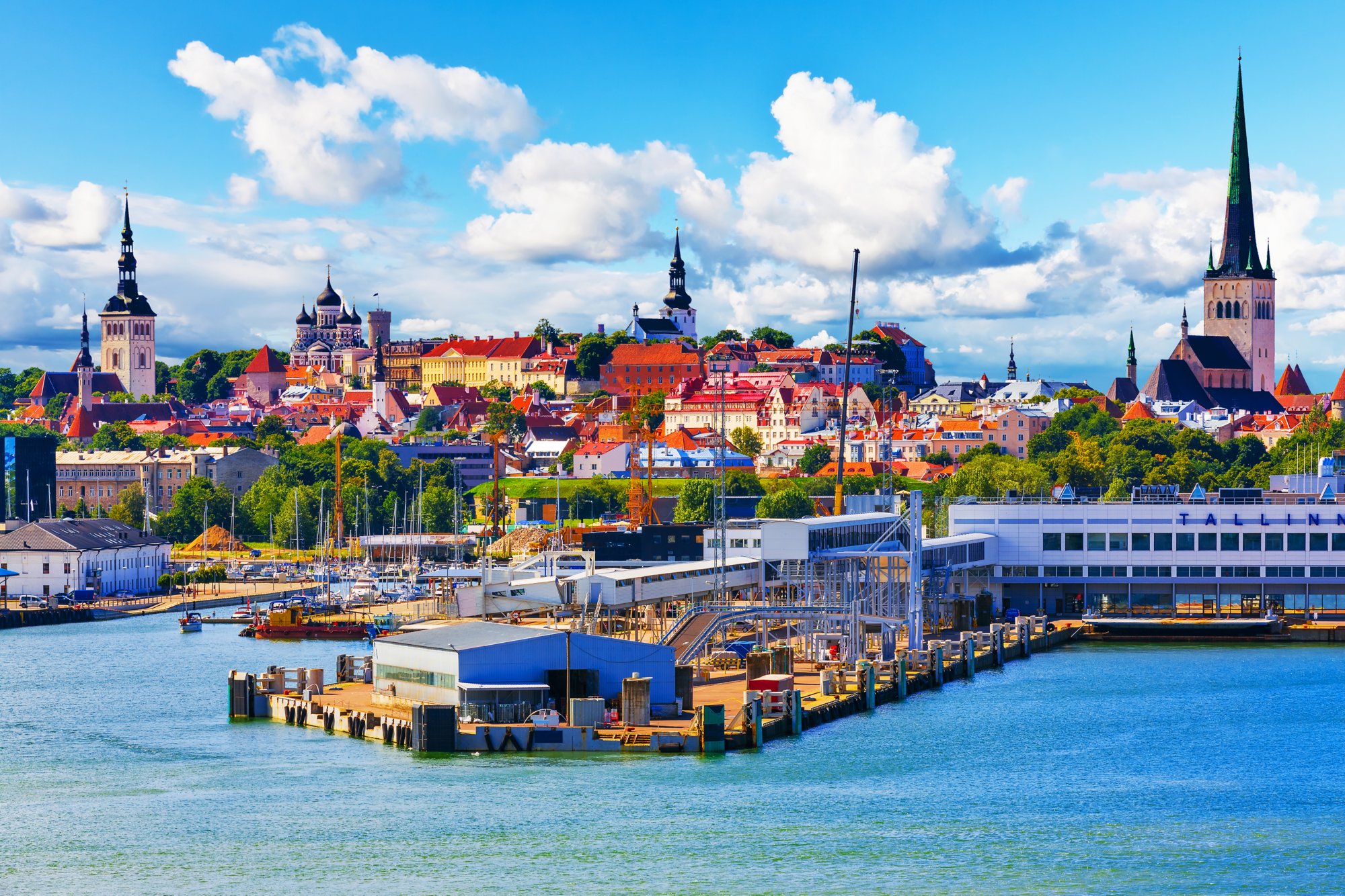 Scenic summer view of the Old Town architecture and sea port harbor in Tallinn, Estonia; Shutterstock ID 379408693; Purchase Order: -