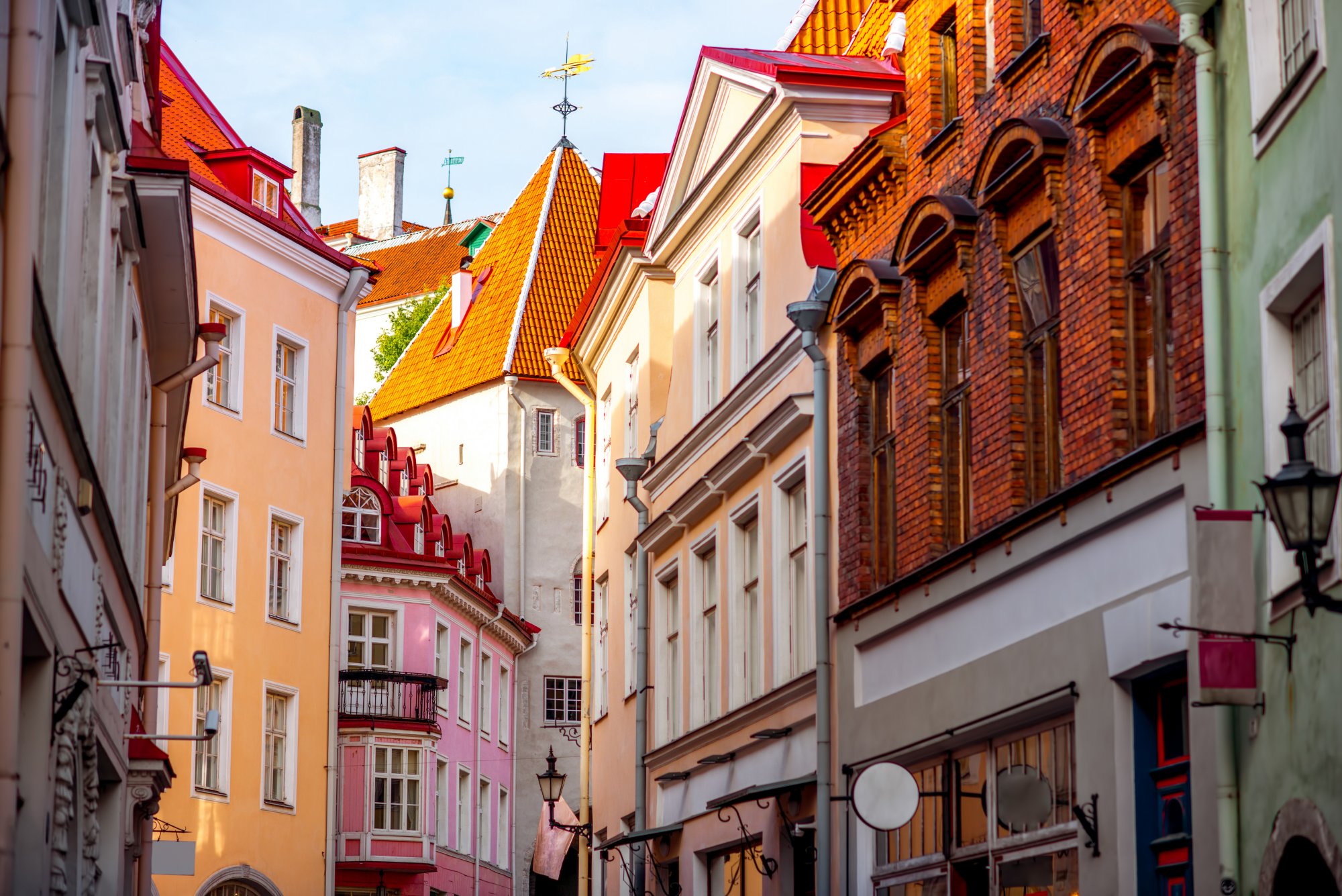 Street view with gate tower in the old town of Tallinn, Estonia; Shutterstock ID 512849080; Purchase Order: -
