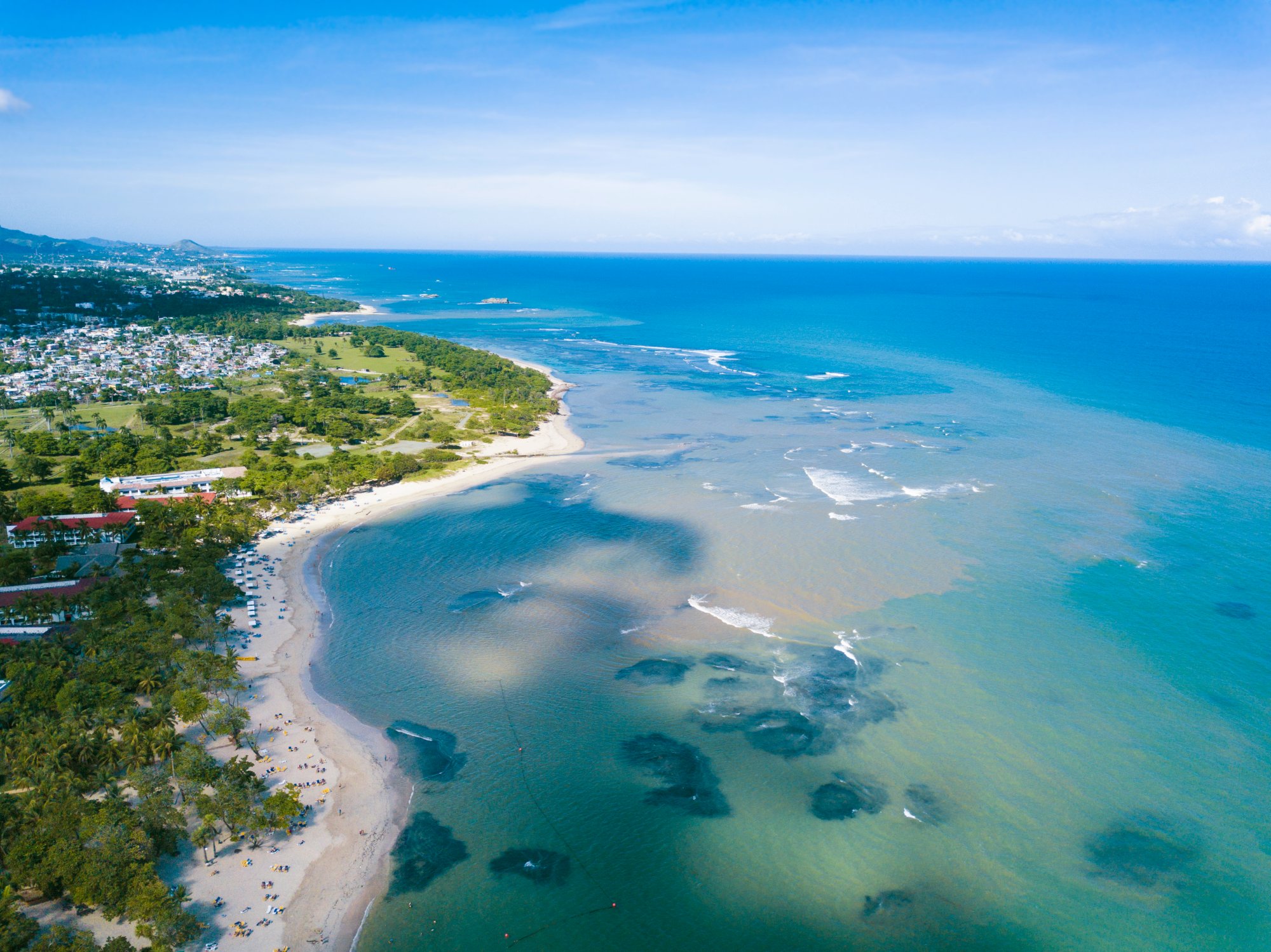 Aerial view of resorts in Puerto Plata in Dominican Republic.