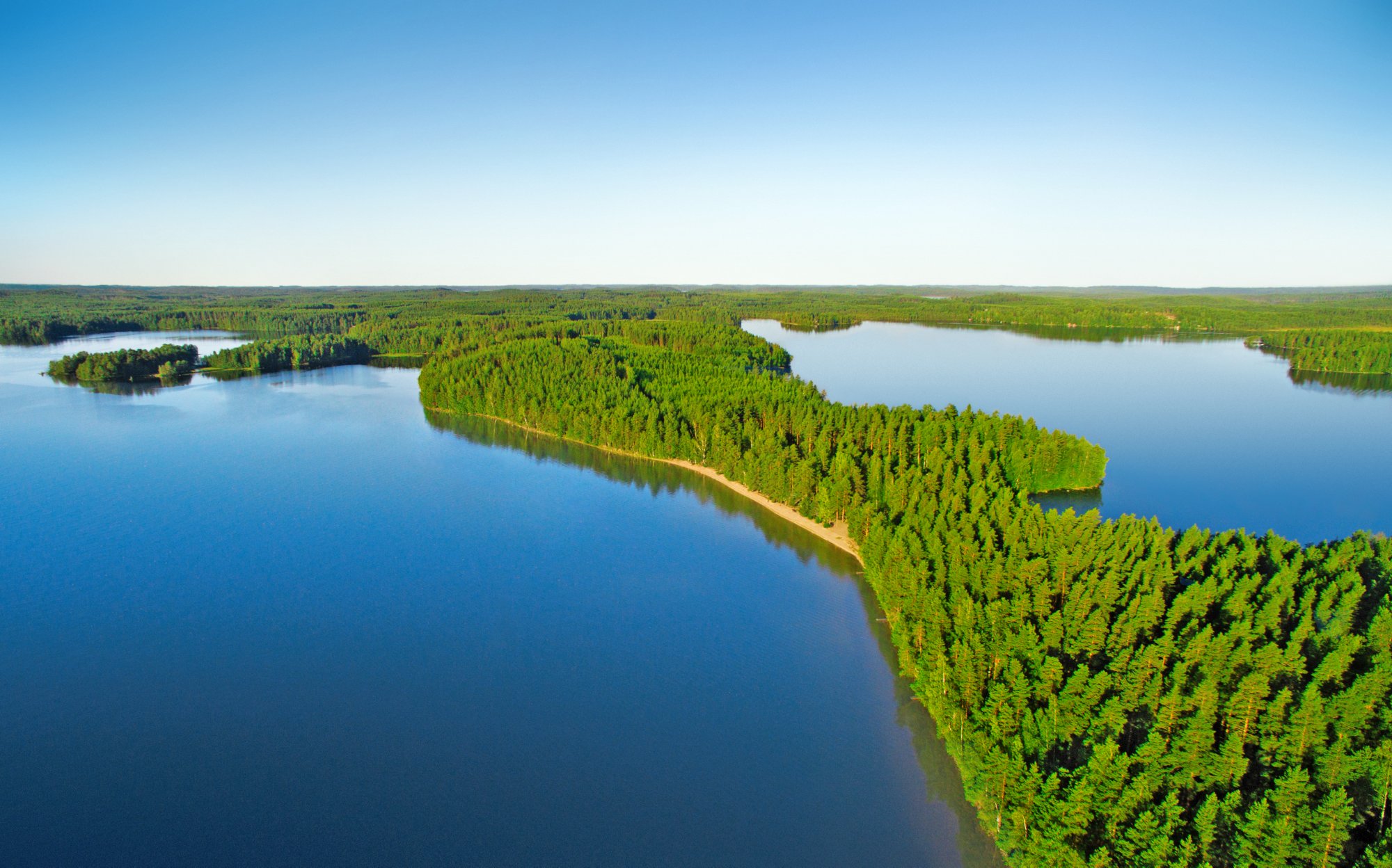 Beautiful unspoiled lake landscape in Finland.