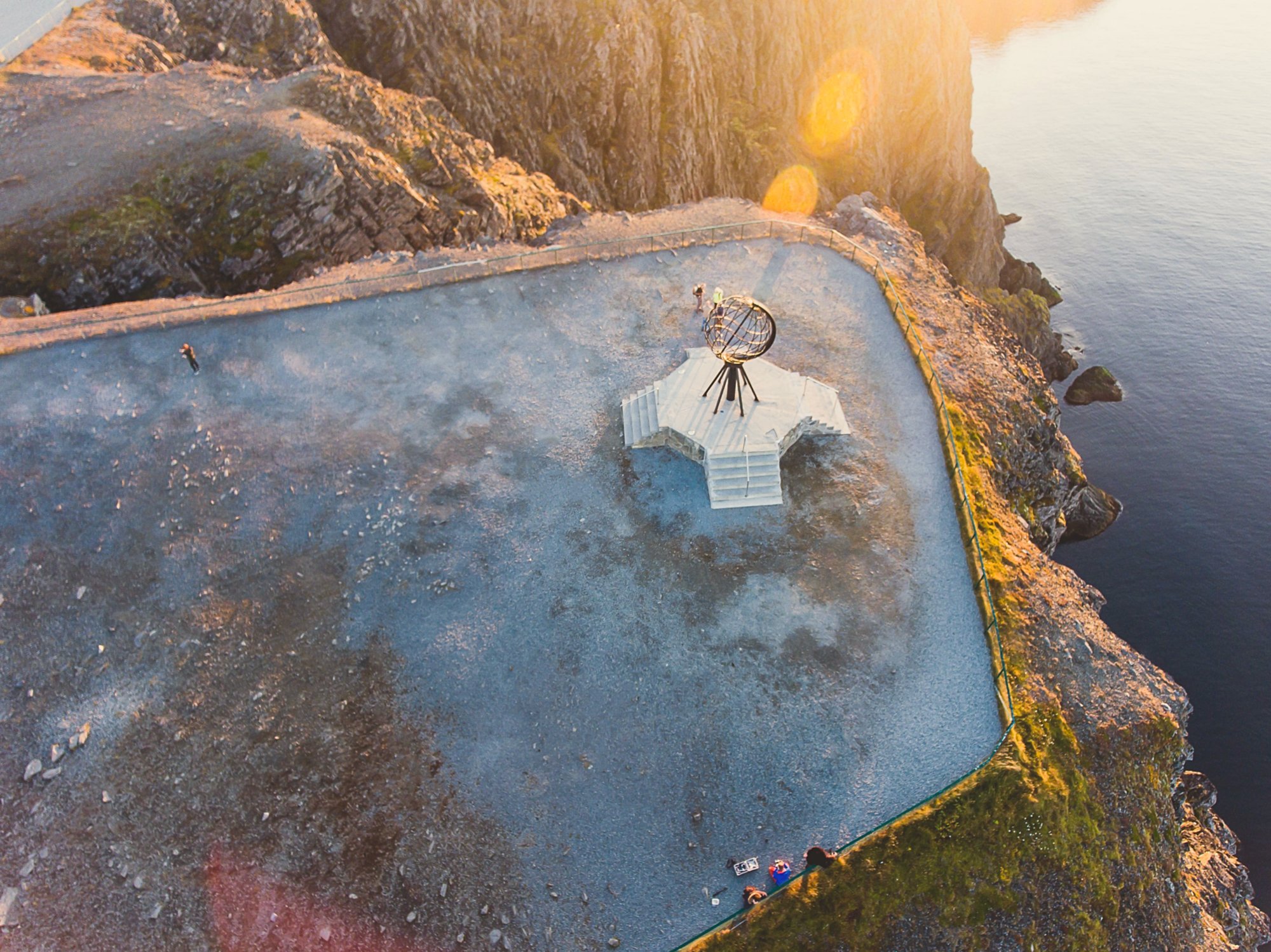 MPTPJK View of Nordkapp, the North Cape, Norway, the northernmost point of mainland Norway and Europe, Finnmark County, aerial picture shot from drone