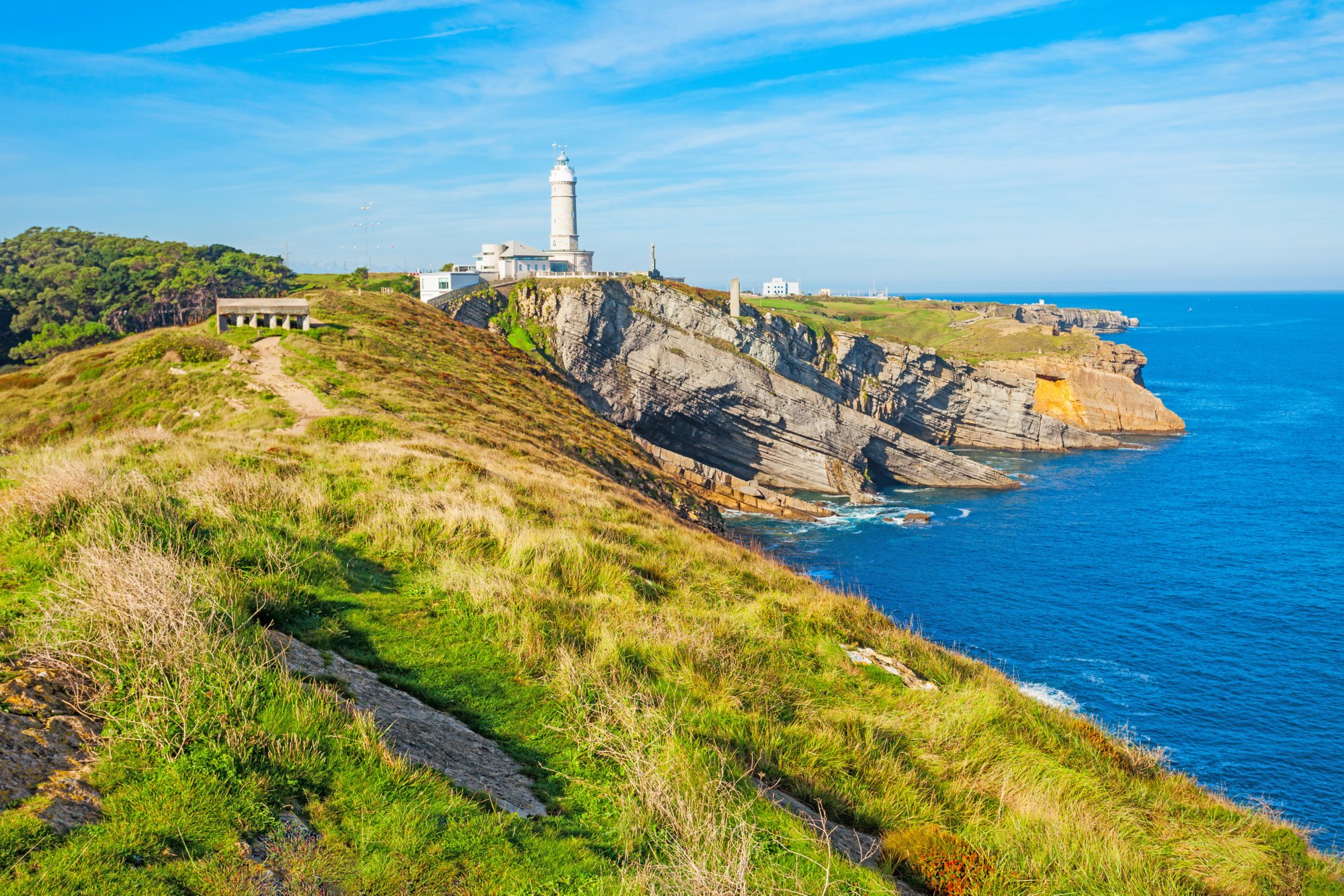 Faro Cabo Mayor lighthouse in Santander city, Cantabria region of Spain