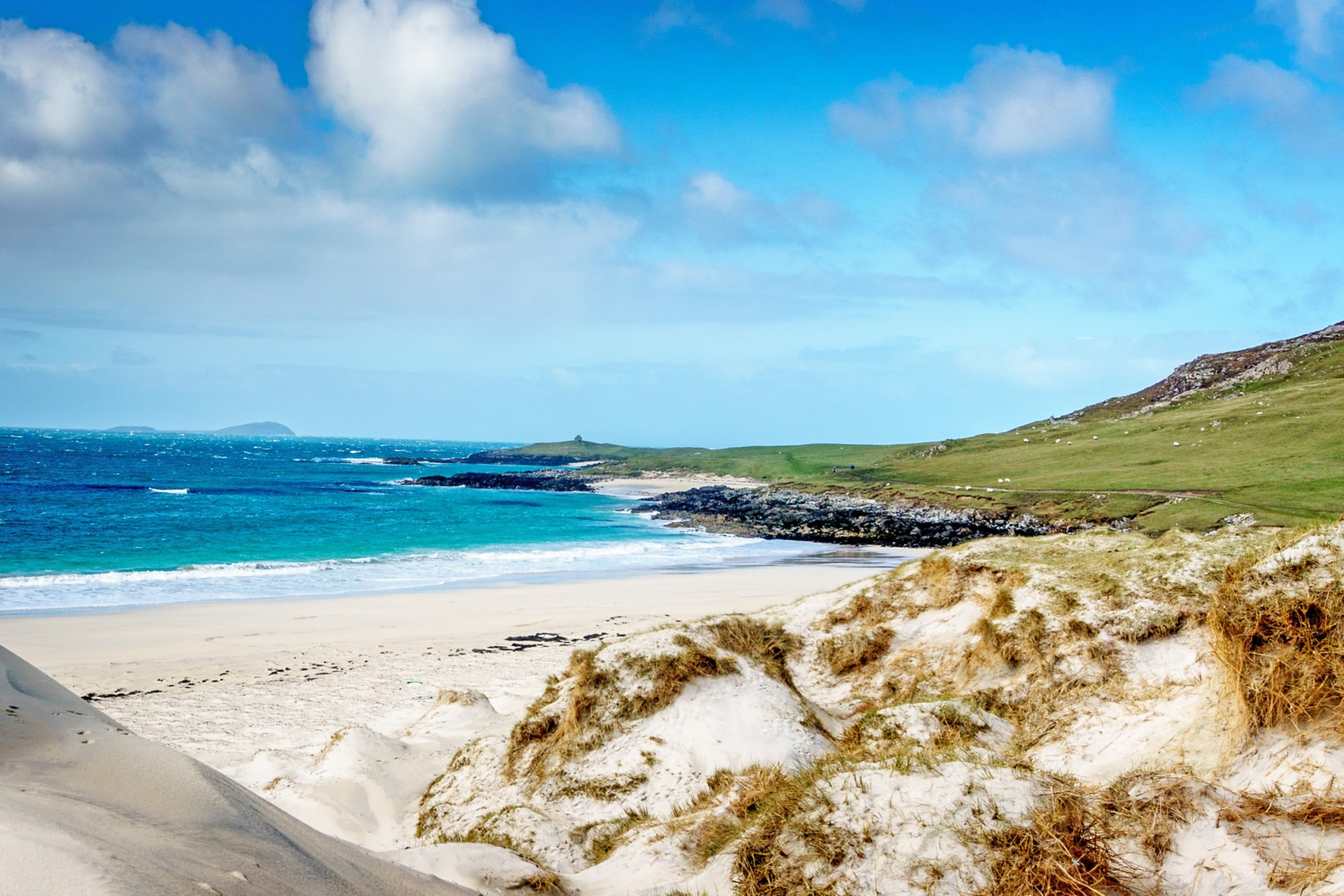 Beautiful turquoise ocean in Scotland, Isle of Lewis and Harris