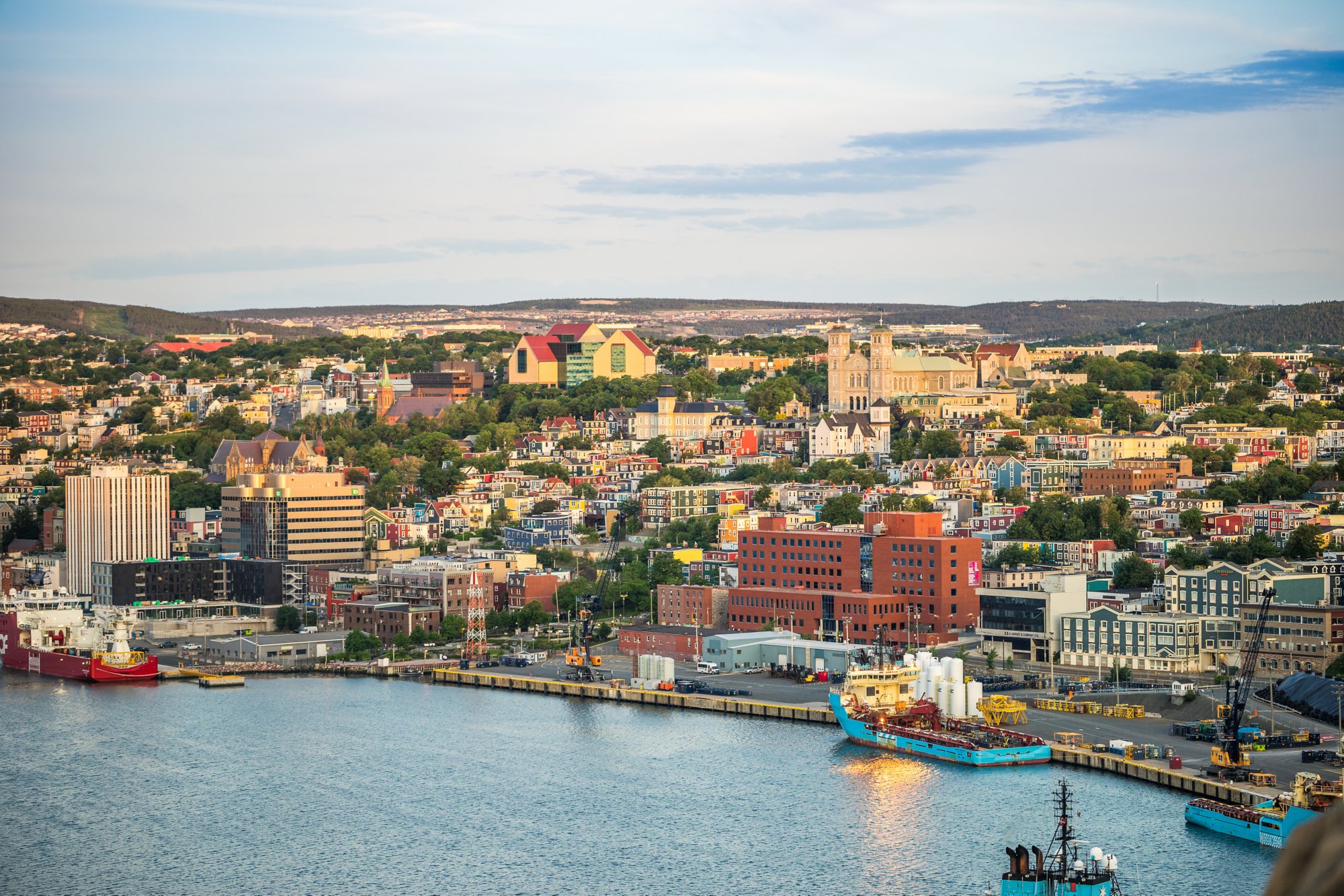 St. John's cityscape with a port, capital city of Newfoundland and Labrador, Canada