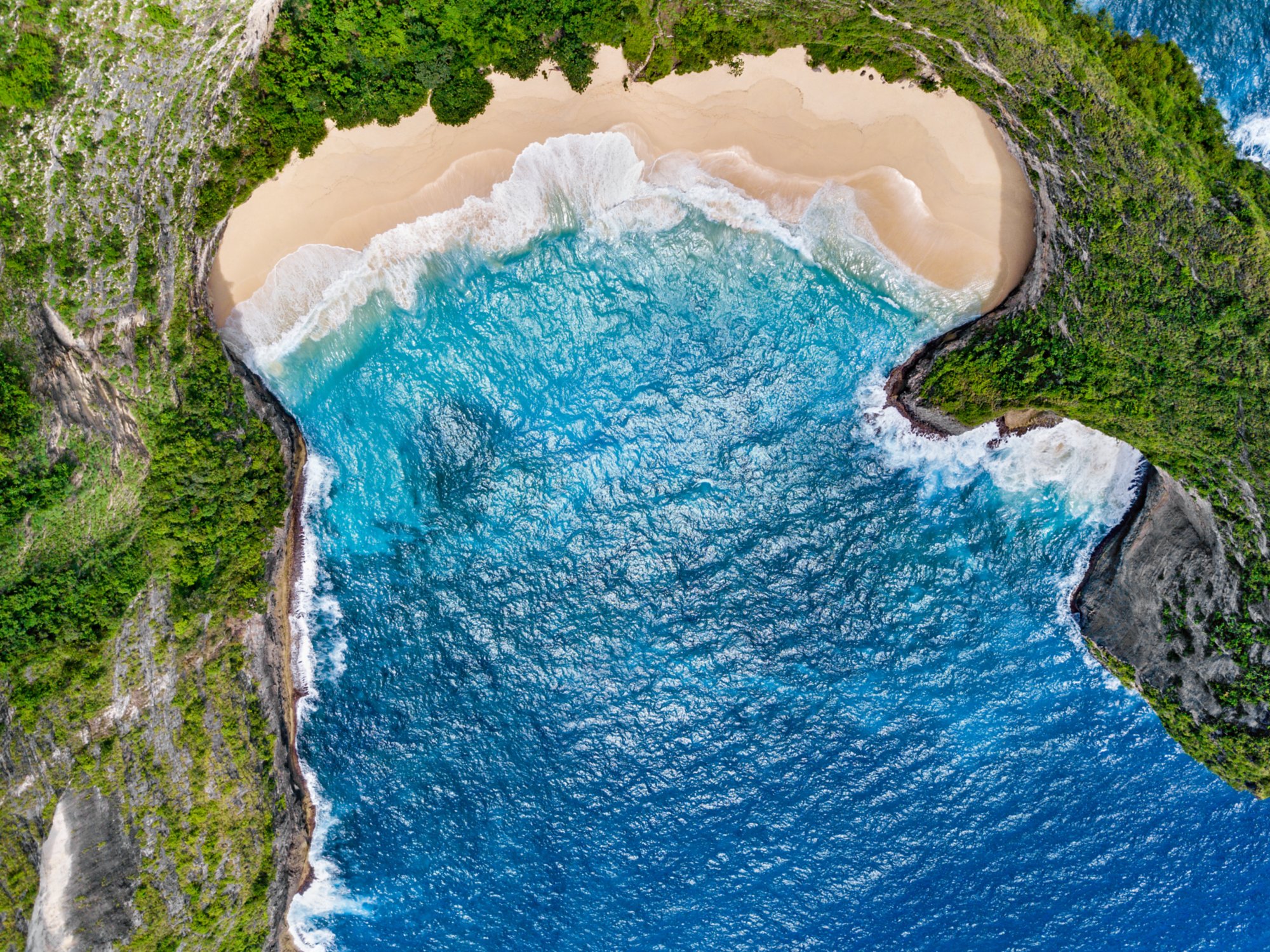 Lovely sunny day on the Nusa Penida. View from above - Drone shot
