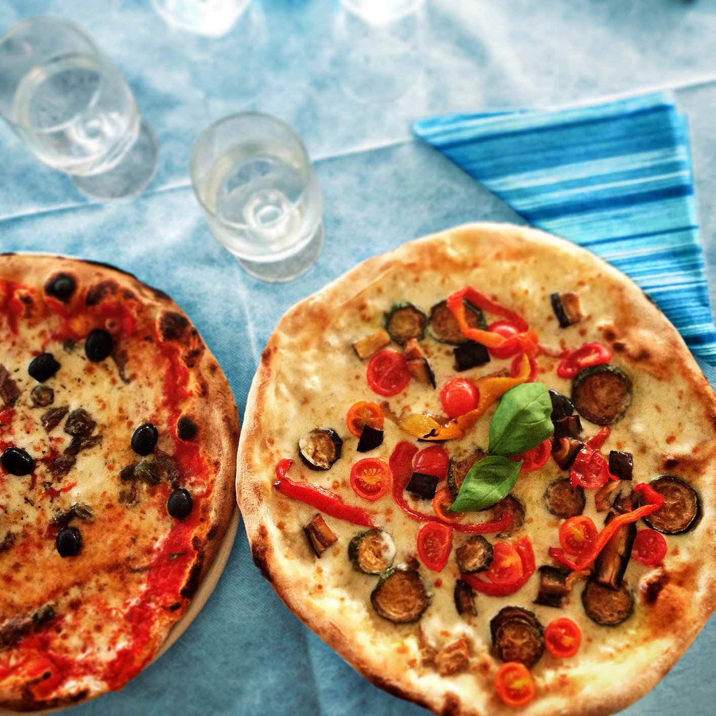 Pizza on a table. Lunch time