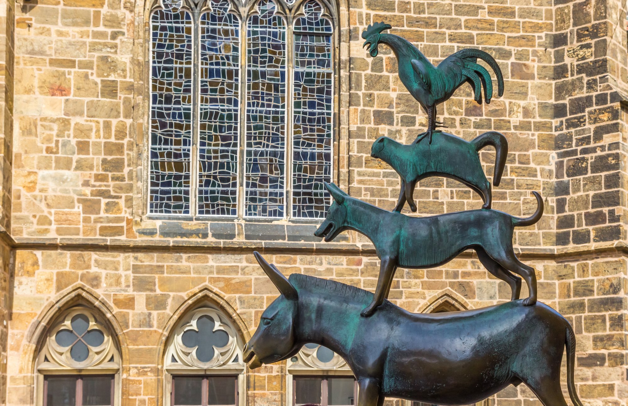 Sculpture of the city musicians of Bremen, Germany