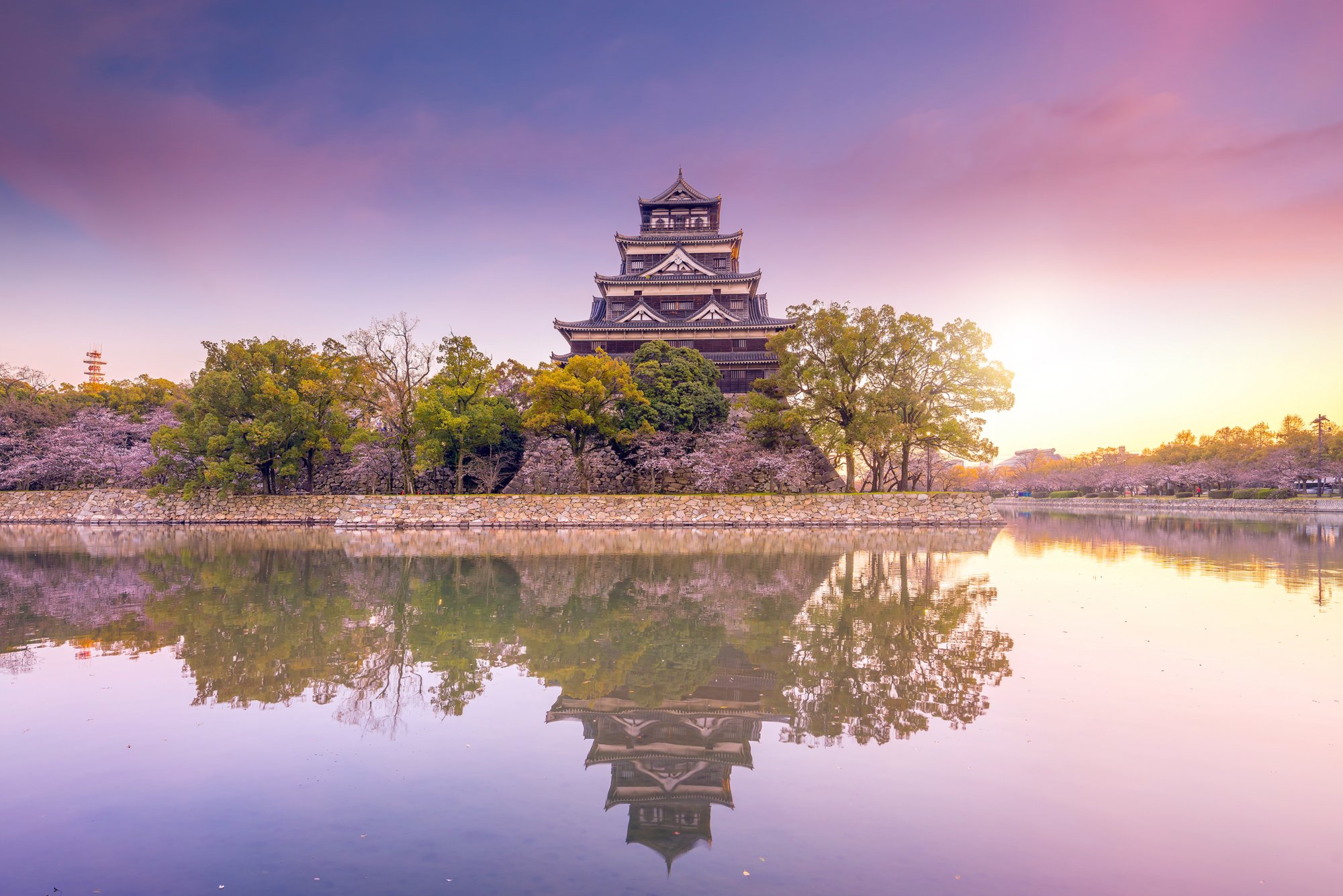 Hiroshima Castle During Cherry Blossom Season in Japan; Shutterstock ID 667102984; purchase_order: BB23-28333 at; job: ; client: AIDA Cruises; other: 