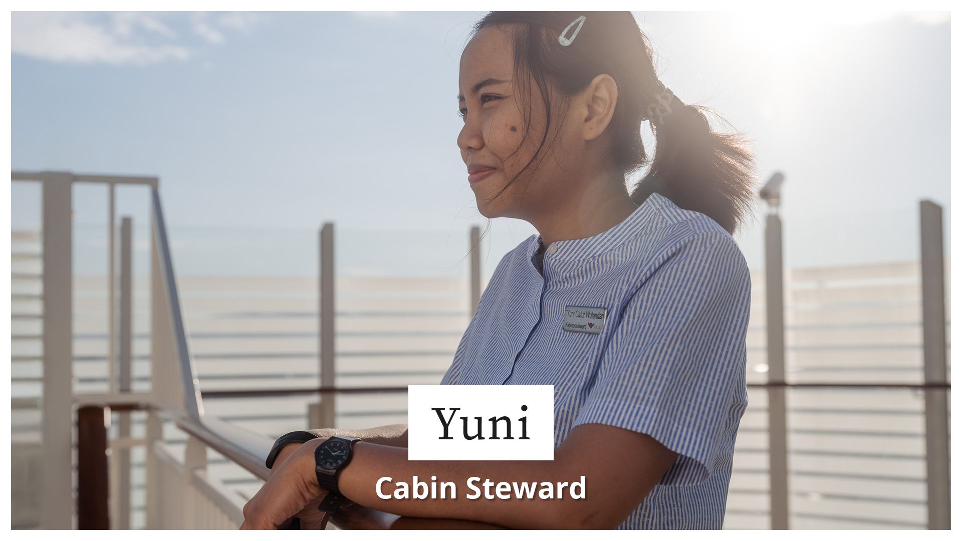 Yuni Wulandari at the railing
