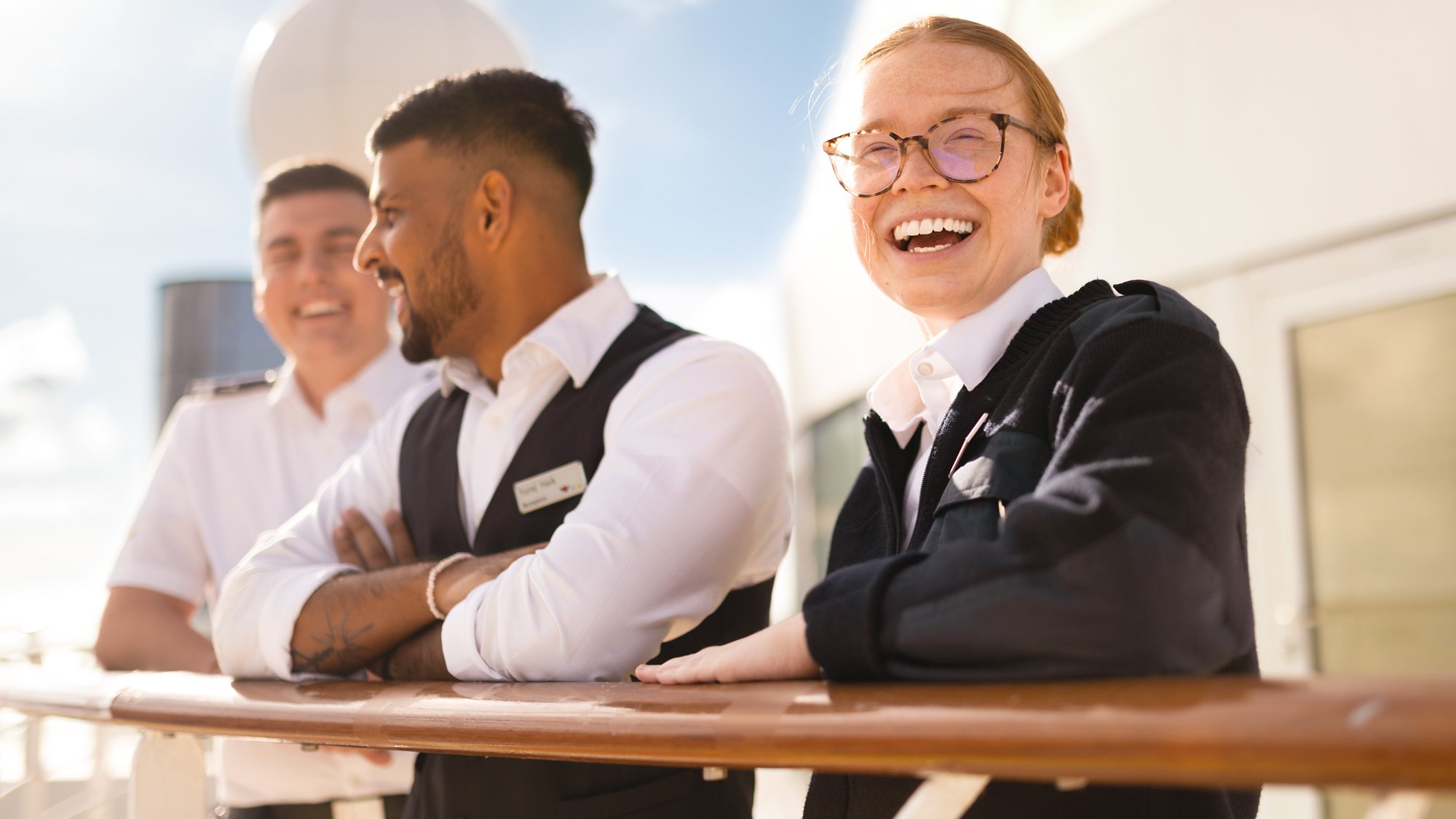 AIDA employees on the outer deck