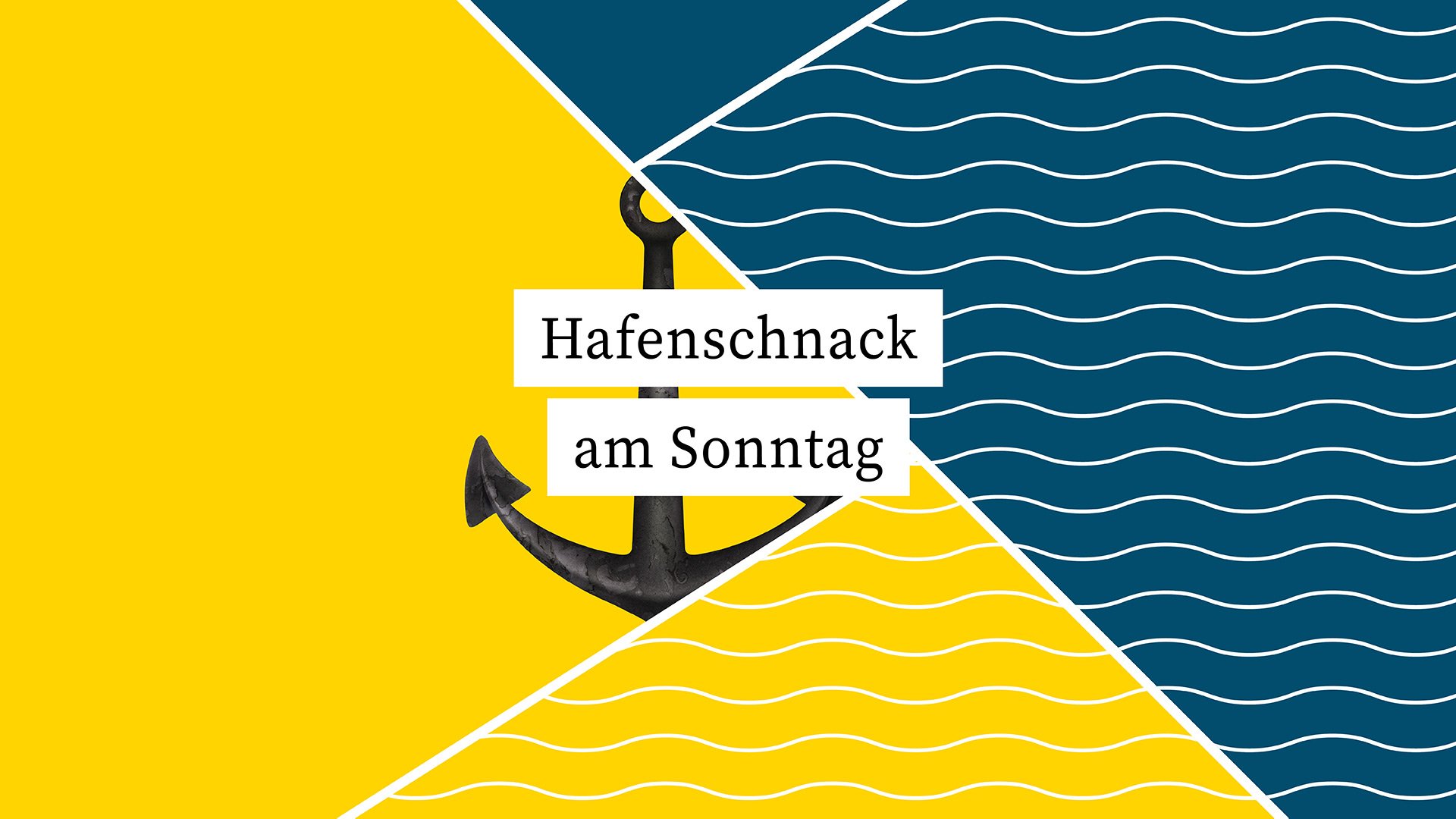Der Showtitel steht auf einem Banner vor einem Anker auf blau-gelbem Hintergrund.