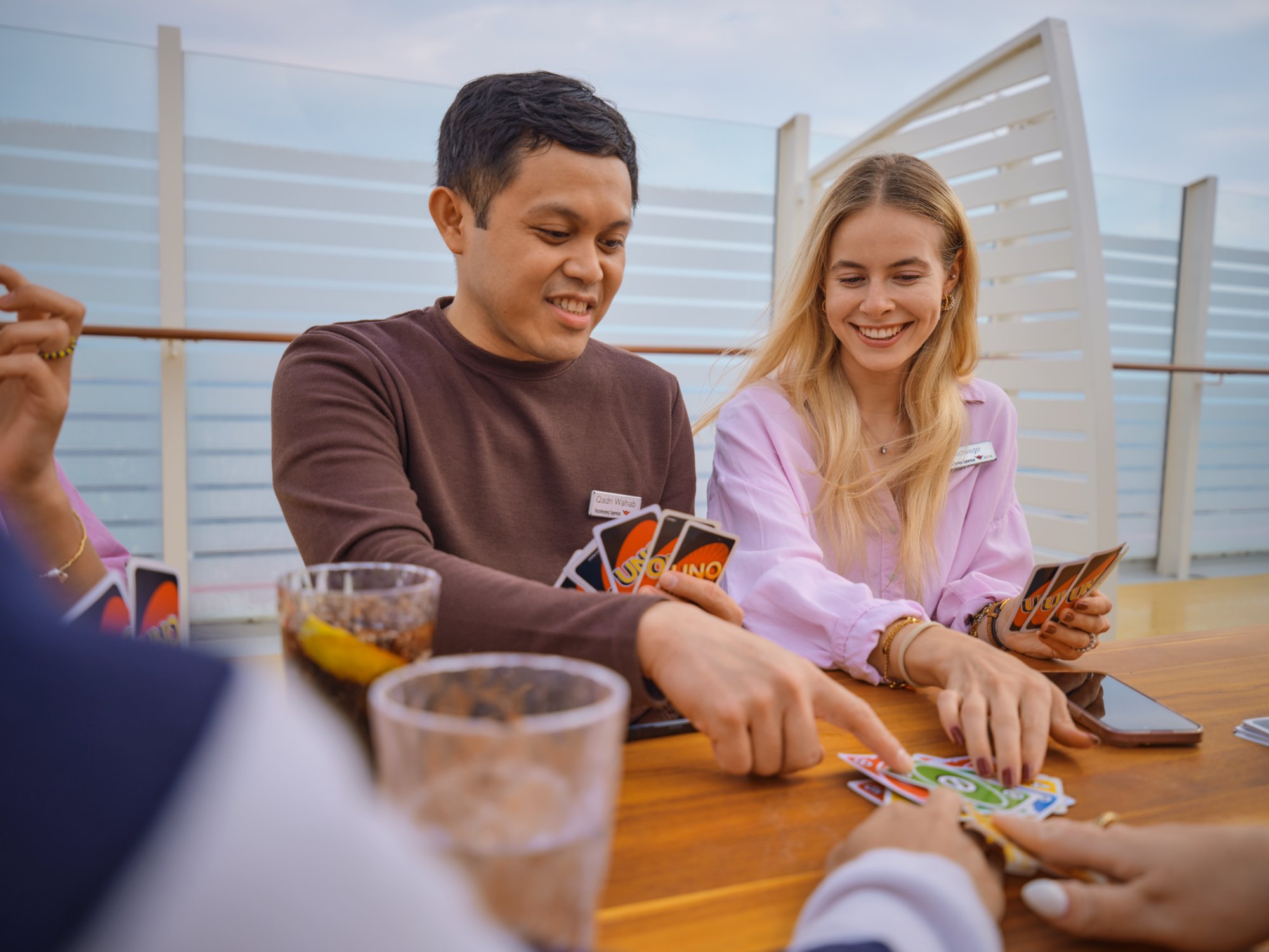 AIDA employees play cards on board