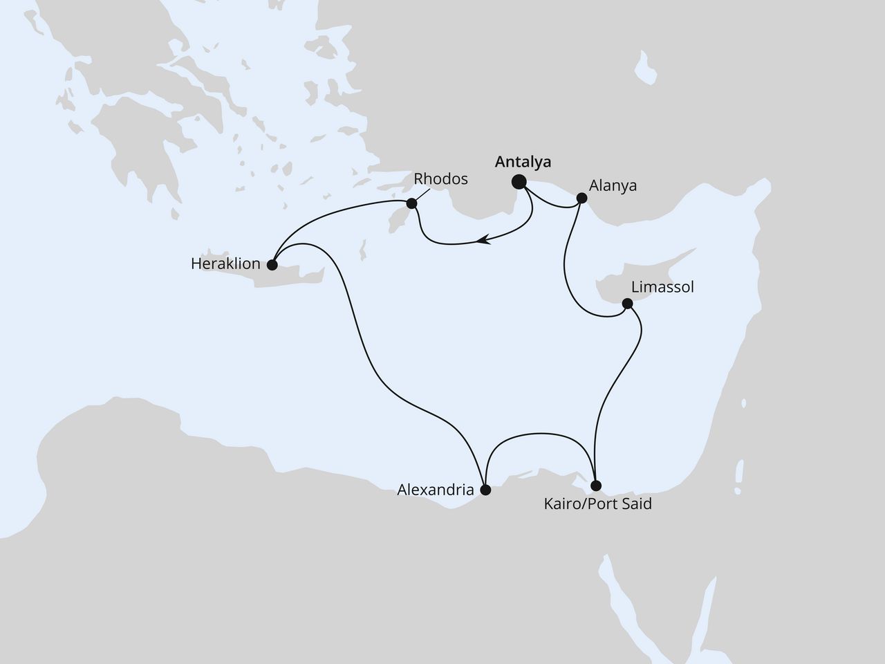 Östliches Mittelmeer mit Ägypten