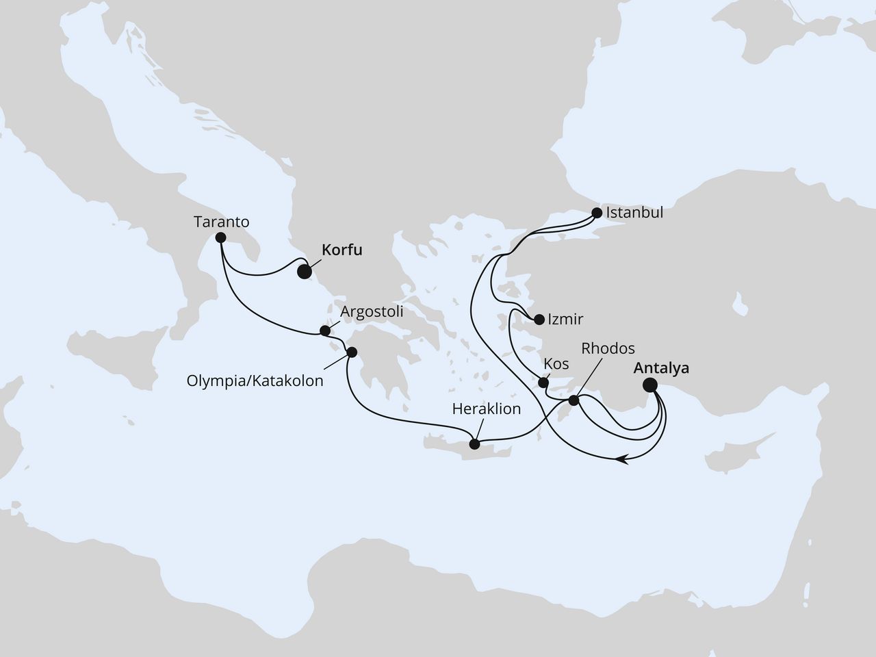 Türkei, Griechenland & Italien ab Antalya