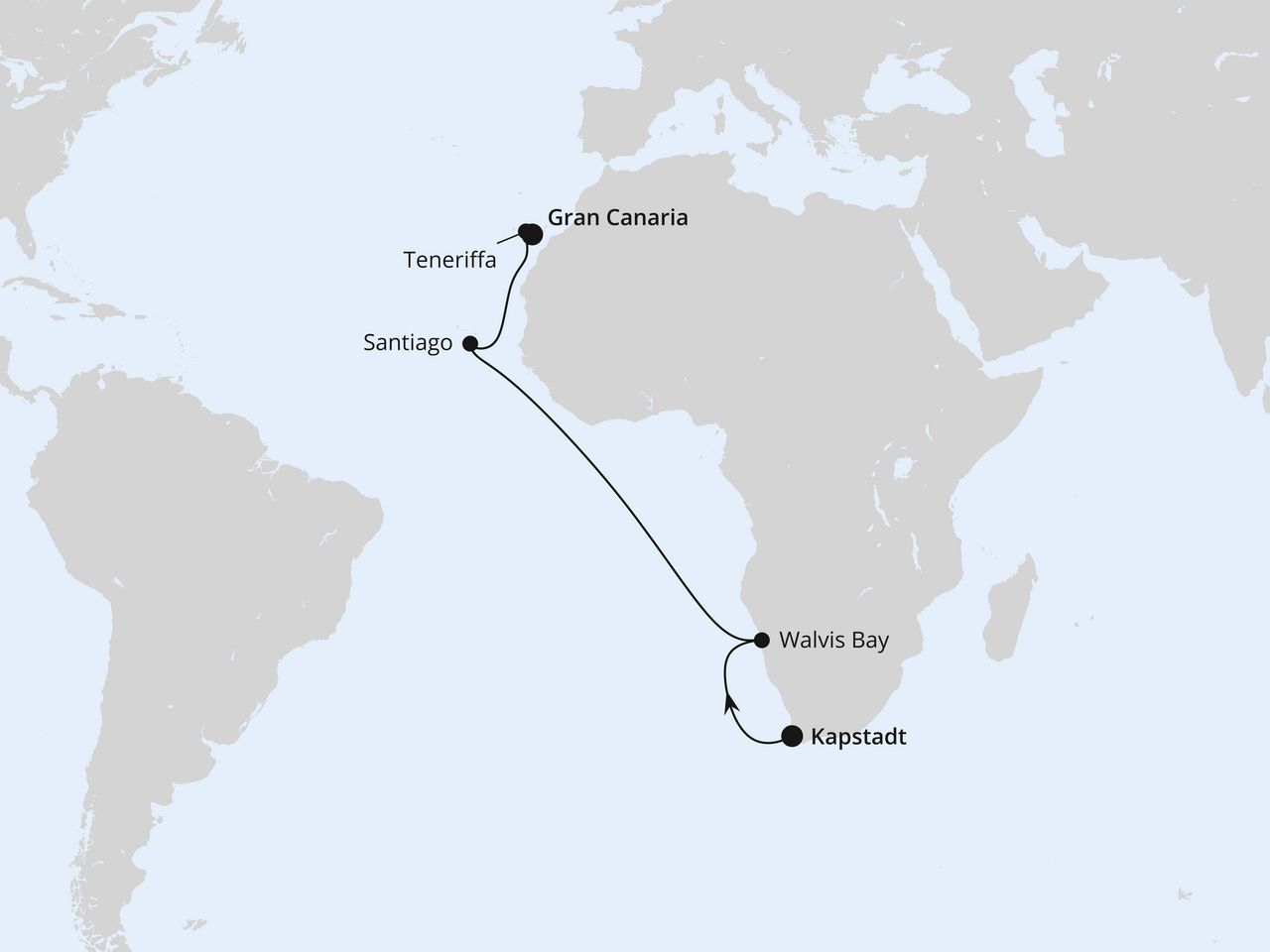 Von Kapstadt über Namibia nach Gran Canaria