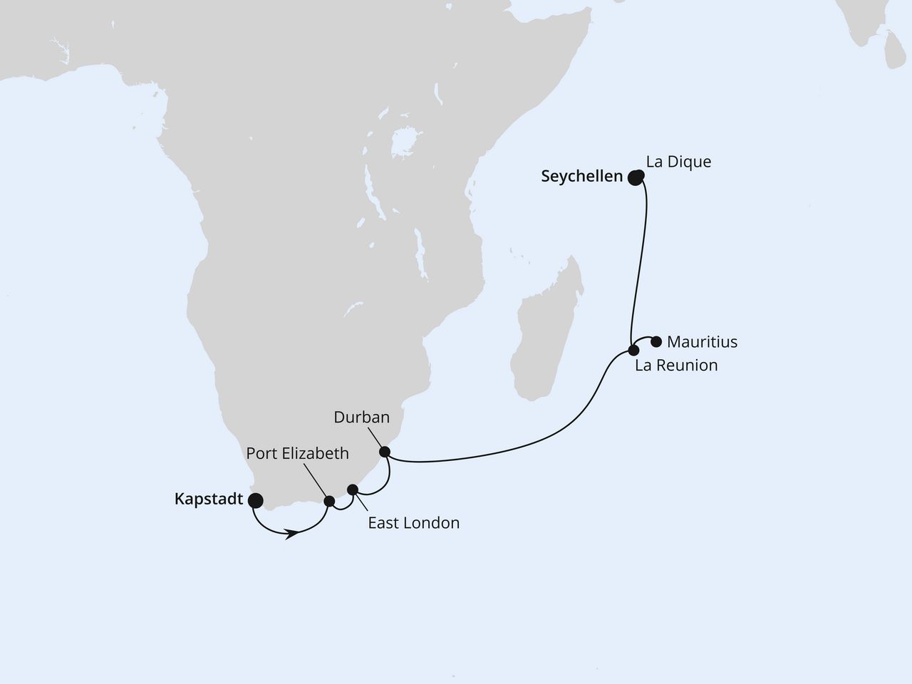Seychellen, Mauritius & Südafrika