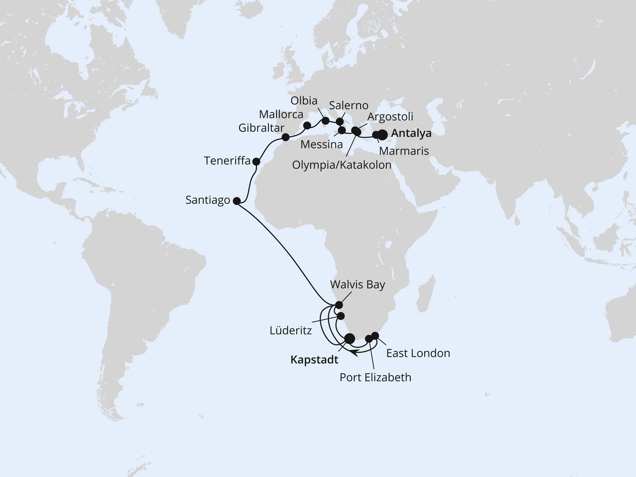 Weltenbummler Südafrika, Namibia & Mittelmeer