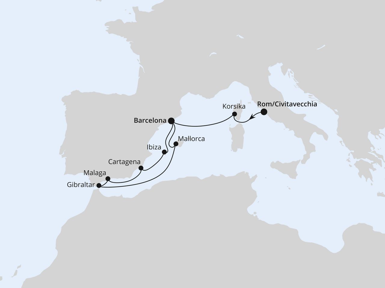 Spanien, Frankreich & Gibraltar ab Civitavecchia