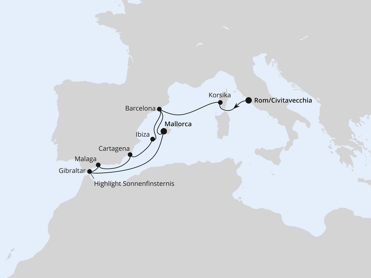 Sonnenfinsternis im Mittelmeer ab Civitavecchia