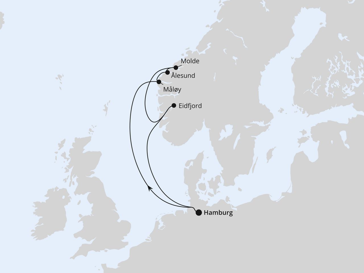 Routenkarte: Norwegen ab Hamburg 2
