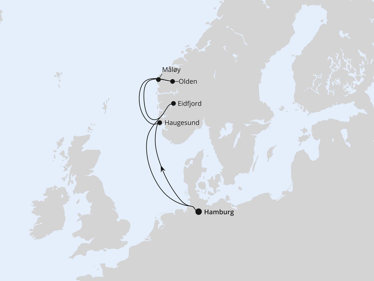 Routenkarte: Norwegen ab Hamburg 2