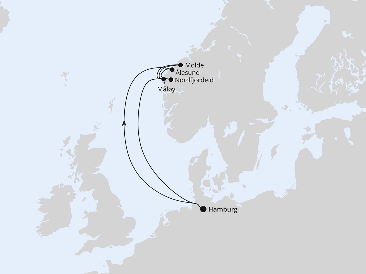 Routenkarte: Norwegen ab Hamburg 1