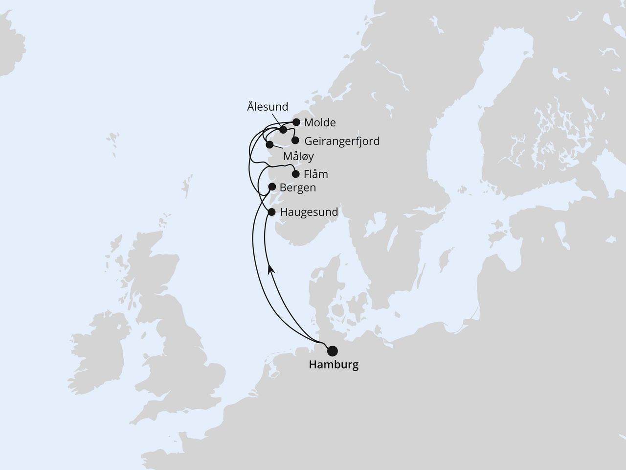 Norwegens Fjorde mit Geiranger ab Hamburg