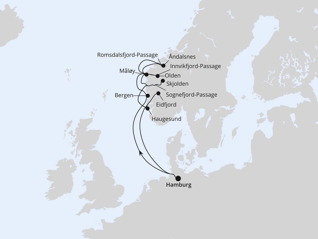 Norwegische Fjordlandschaft ab Hamburg 1