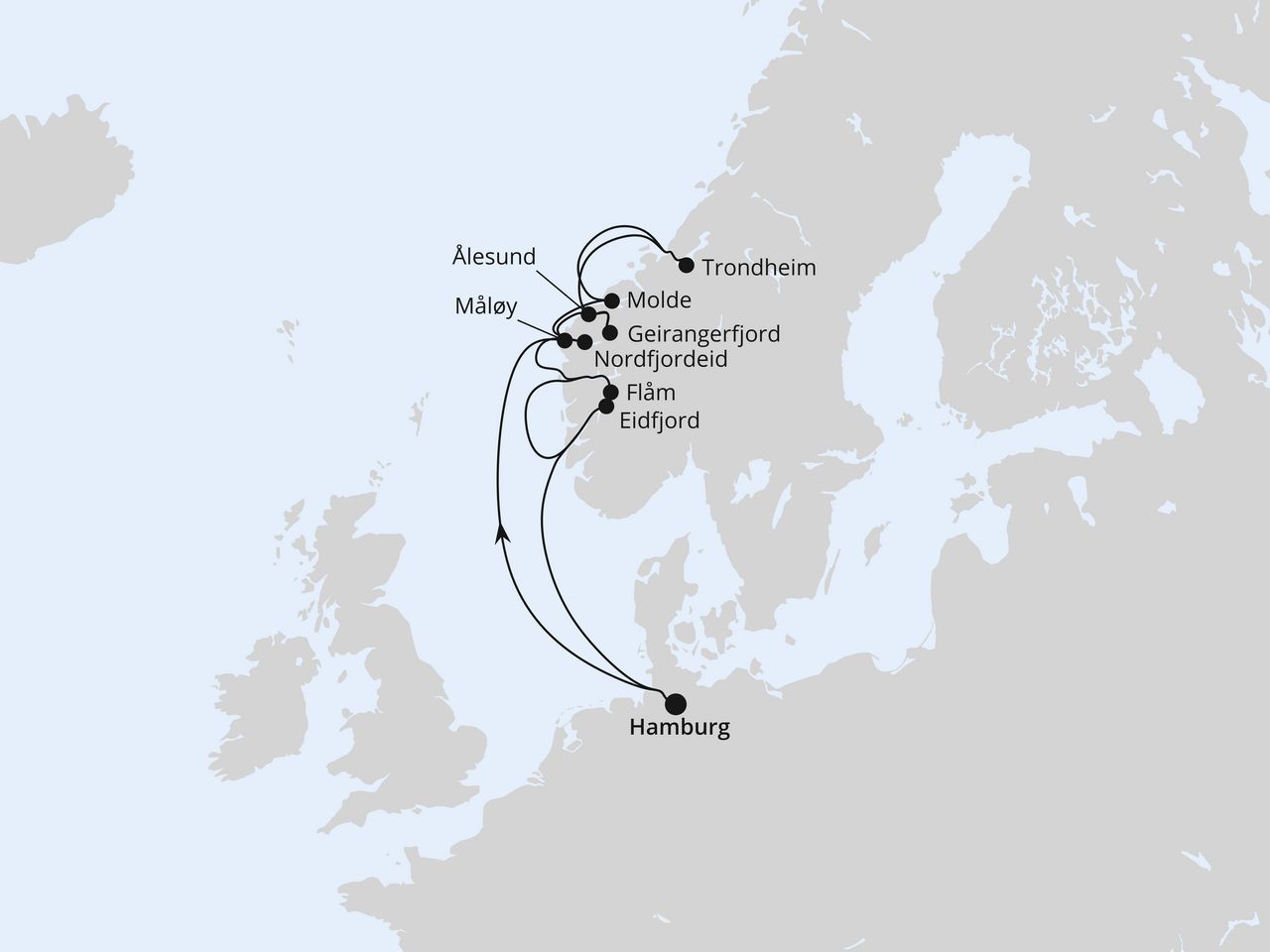 Norwegens Fjorde mit Geiranger & Trondheim