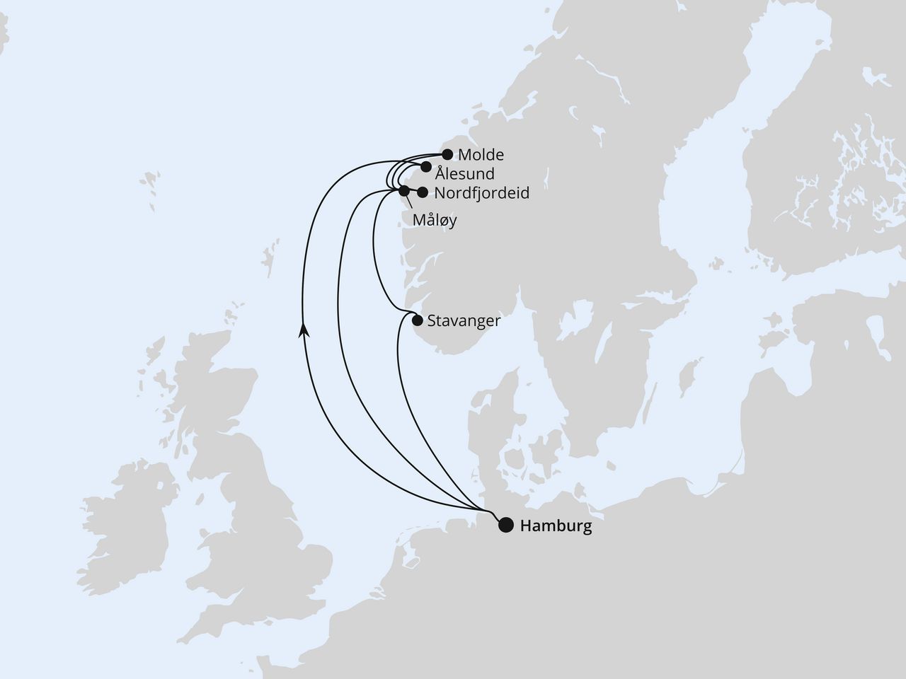 Routenkarte: Große Norwegen-Reise ab Hamburg 3