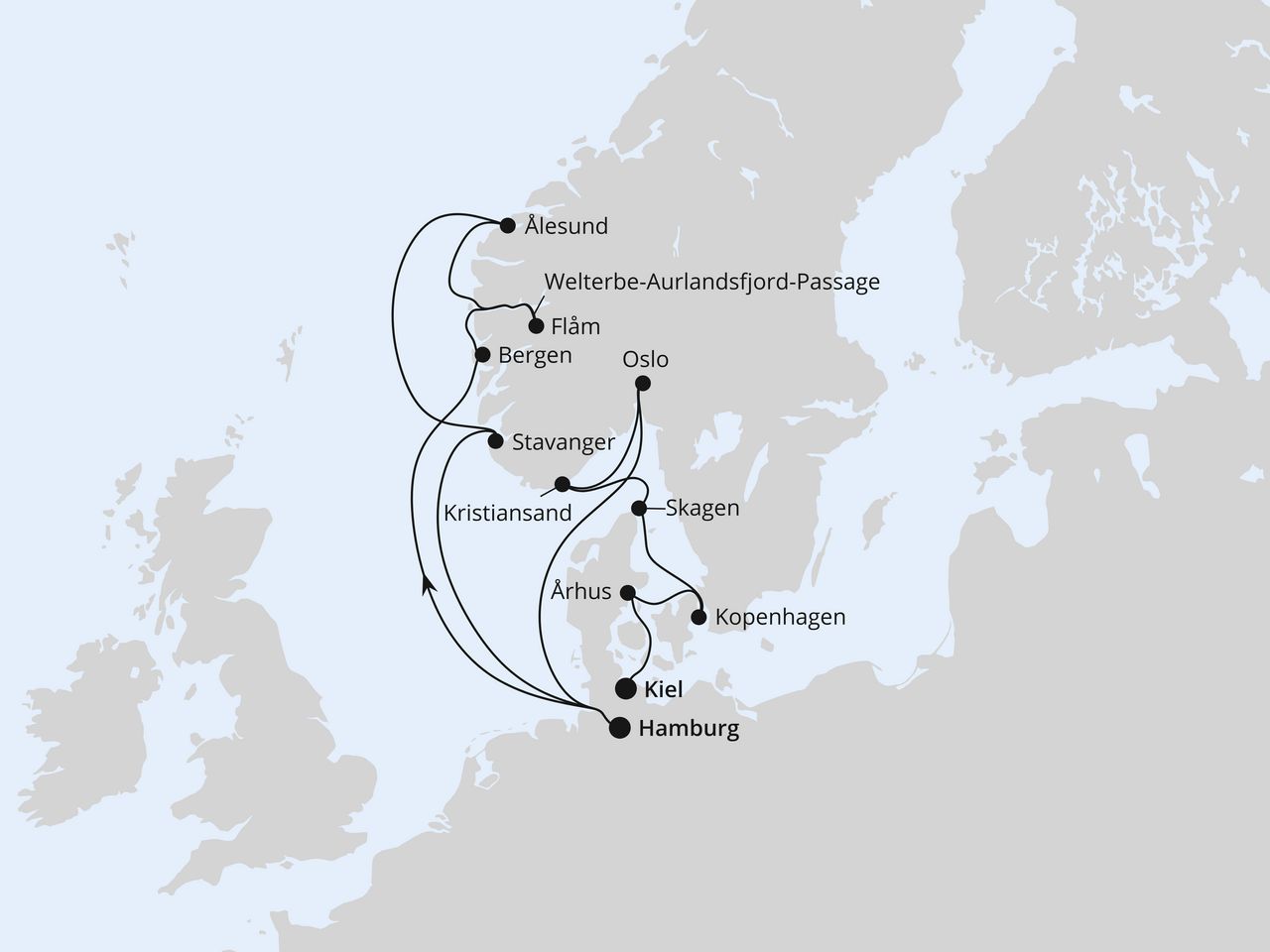 Große Skandinavien-Reise von Hamburg nach Kiel 1