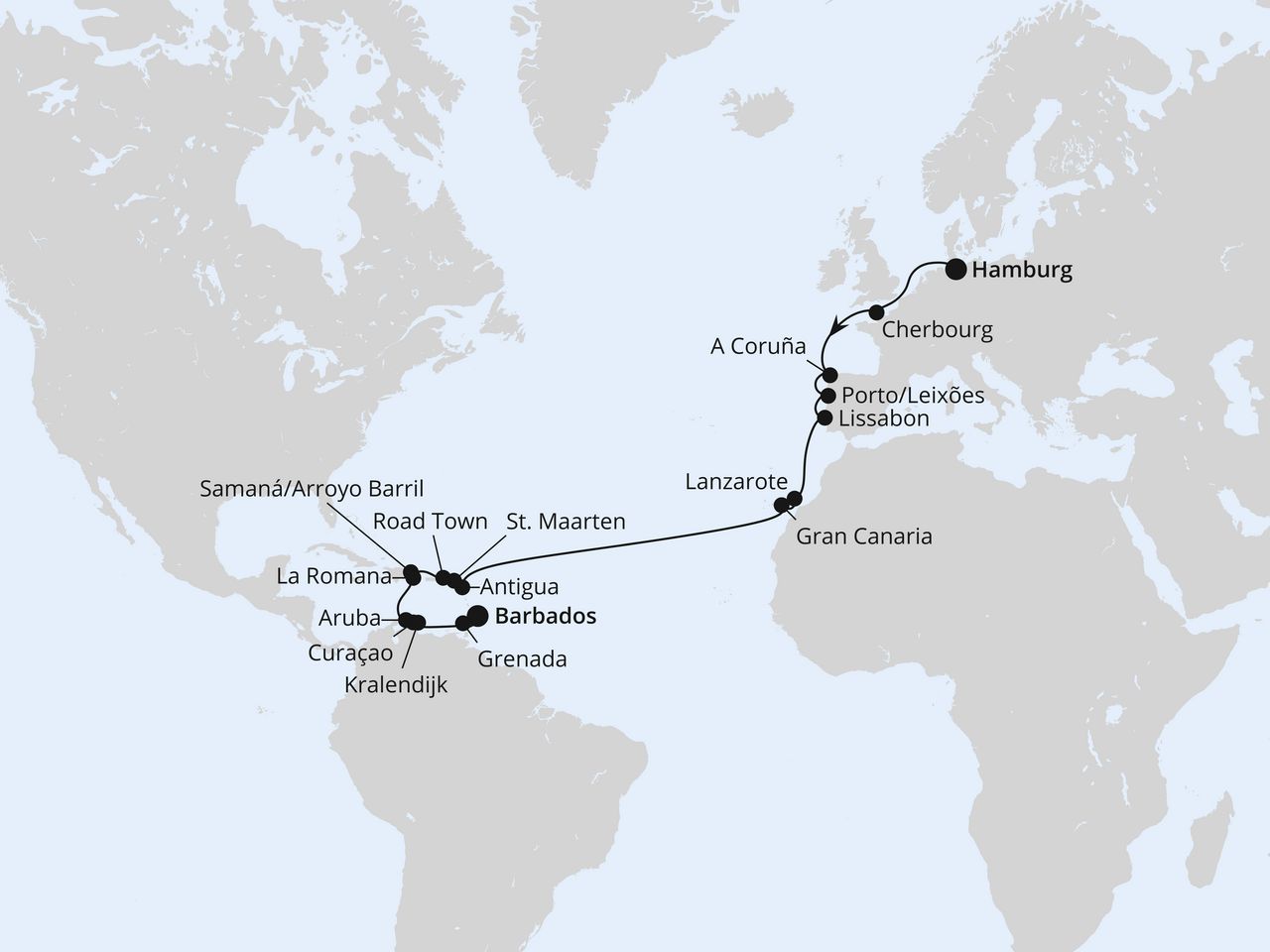 Von Hamburg über die Kanaren nach Barbados
