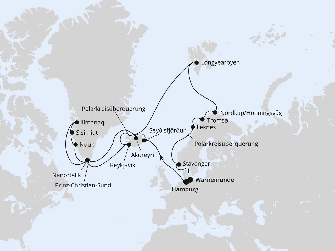 Island, Grönland & Spitzbergen ab Hamburg
