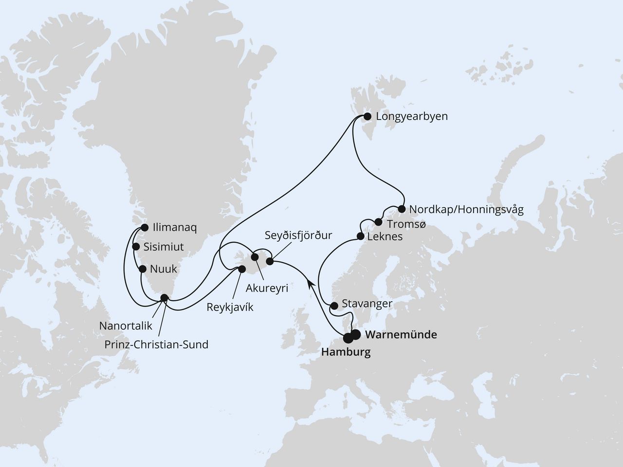 Island, Grönland & Spitzbergen ab Hamburg