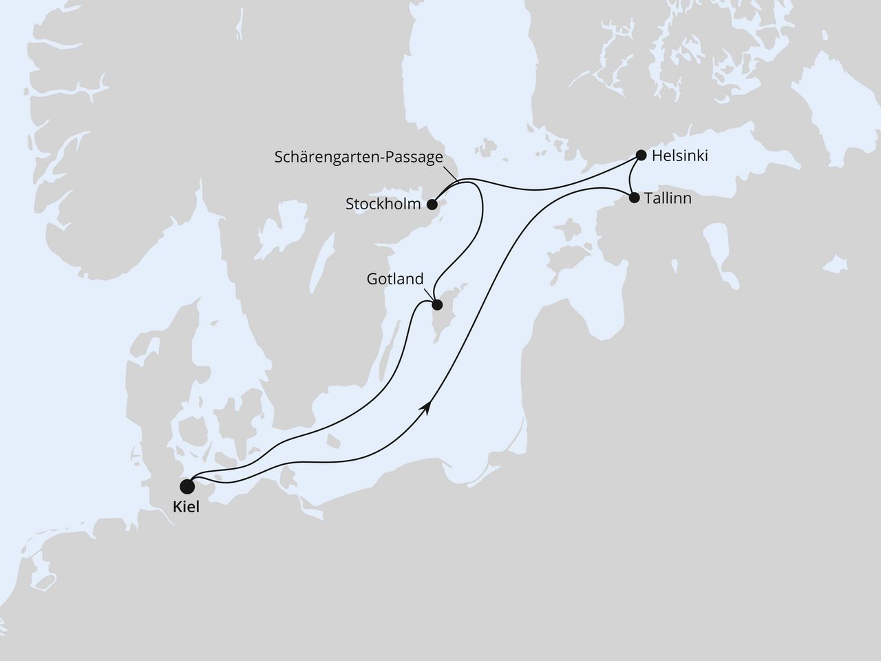 Routenkarte: Ostsee ab Kiel 2