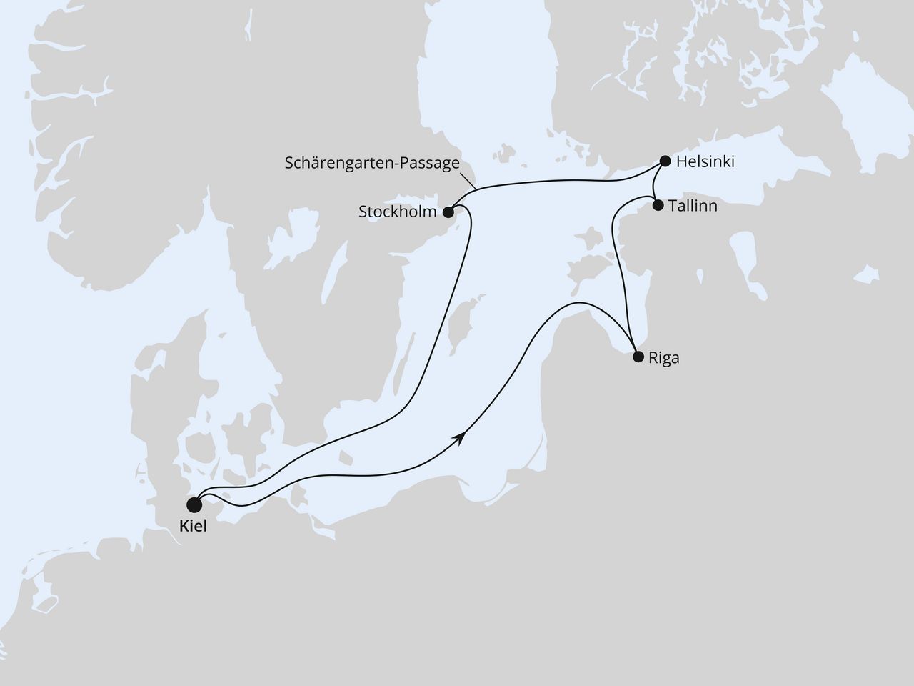 Routenkarte: Ostsee ab Kiel 2
