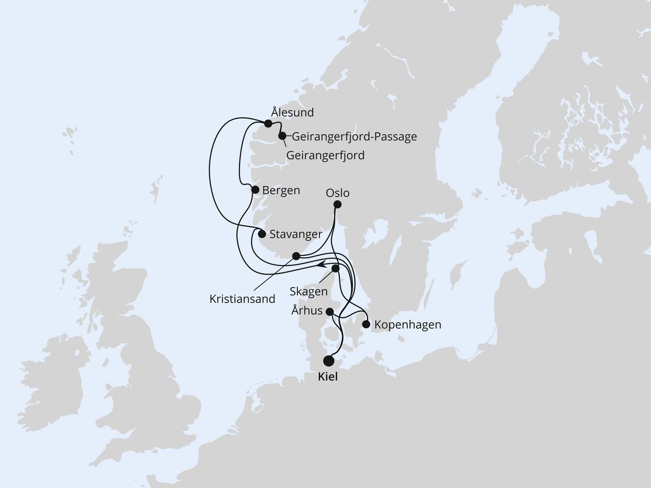 Große Skandinavien-Reise ab Kiel