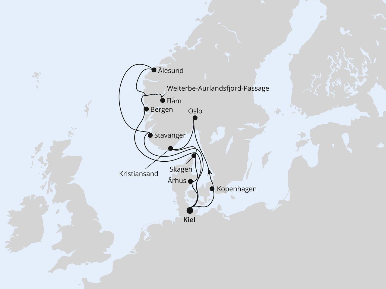Große Skandinavien-Reise ab Kiel
