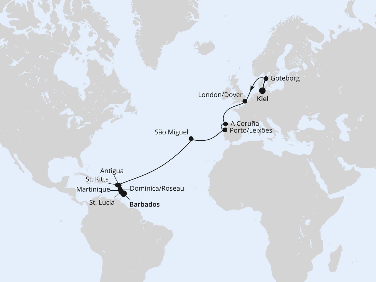 Von Kiel nach Barbados