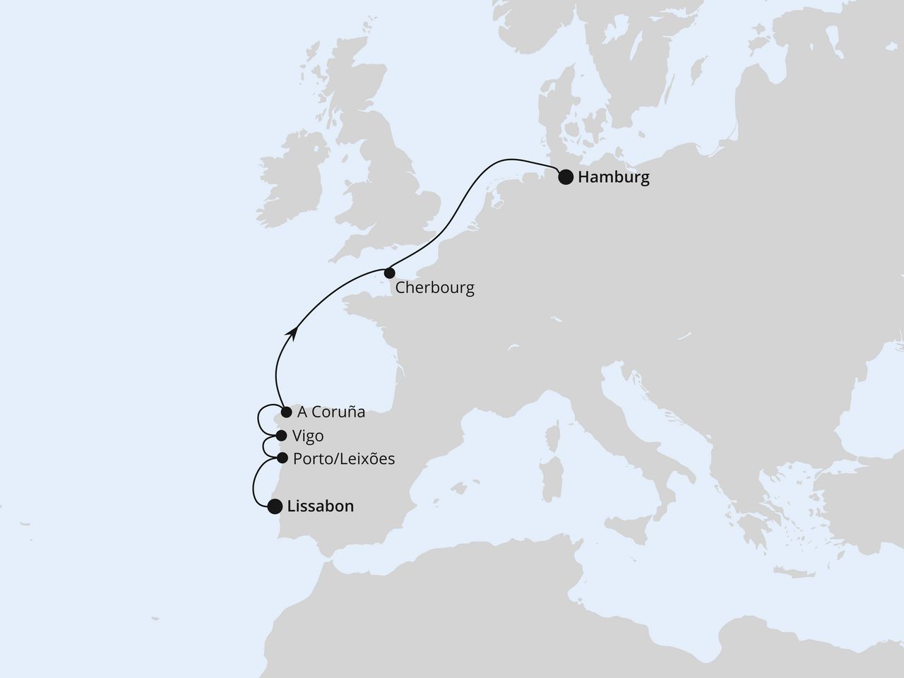 Von Lissabon über Galicien nach Hamburg