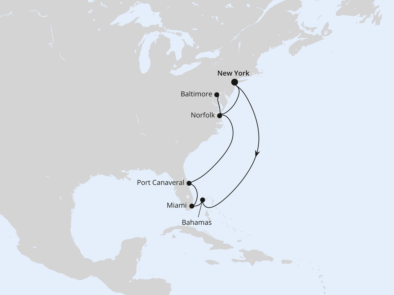 Florida, Maryland & Bahamas ab New York