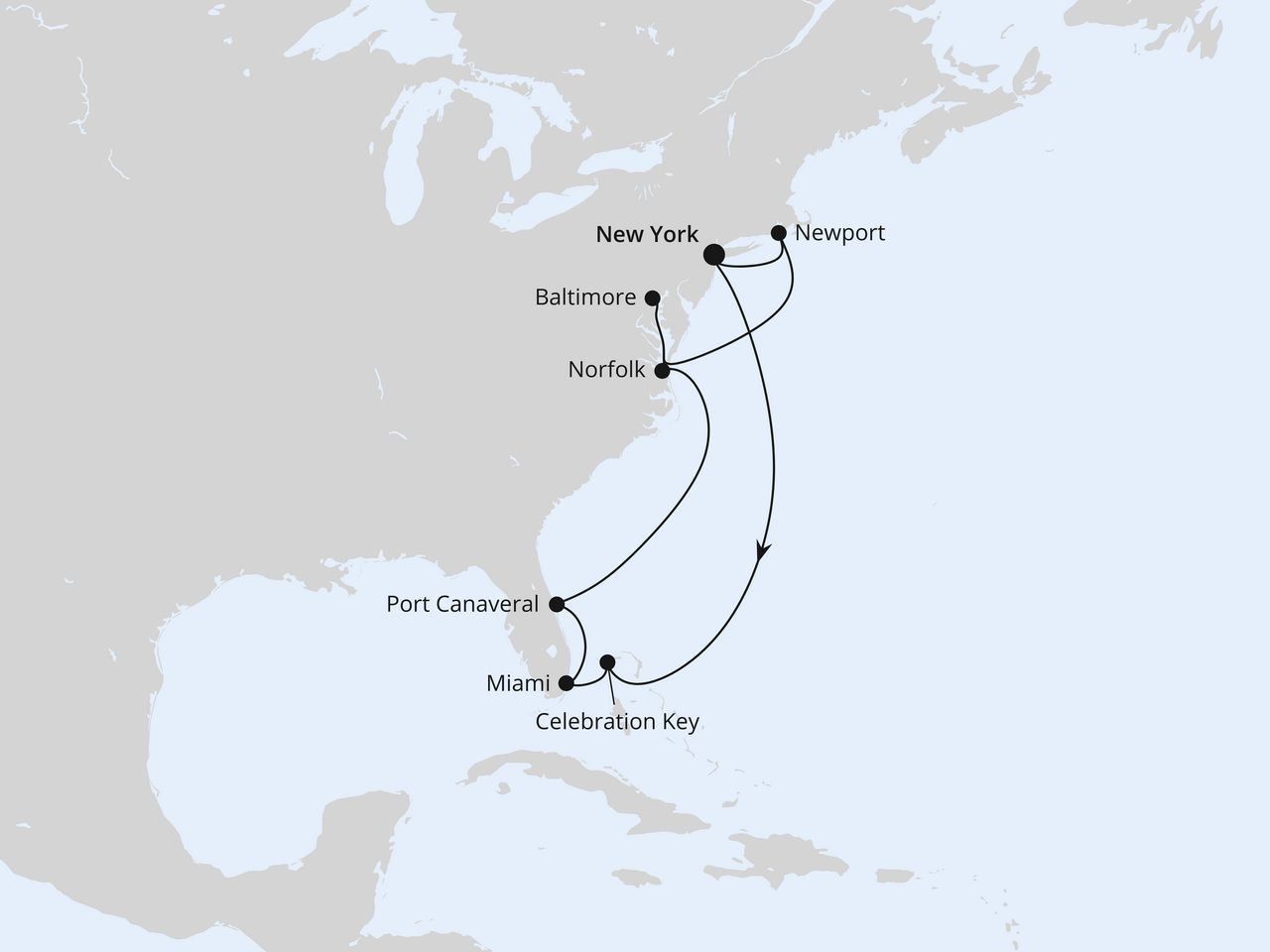 Florida, Maryland & Bahamas ab New York