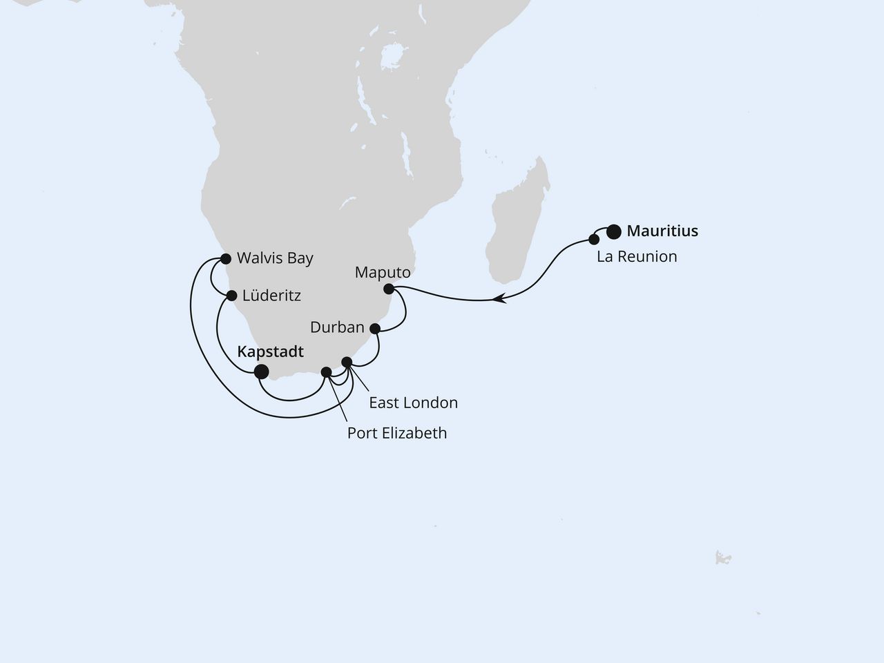 Südliches Afrika mit La Reunion ab Mauritius